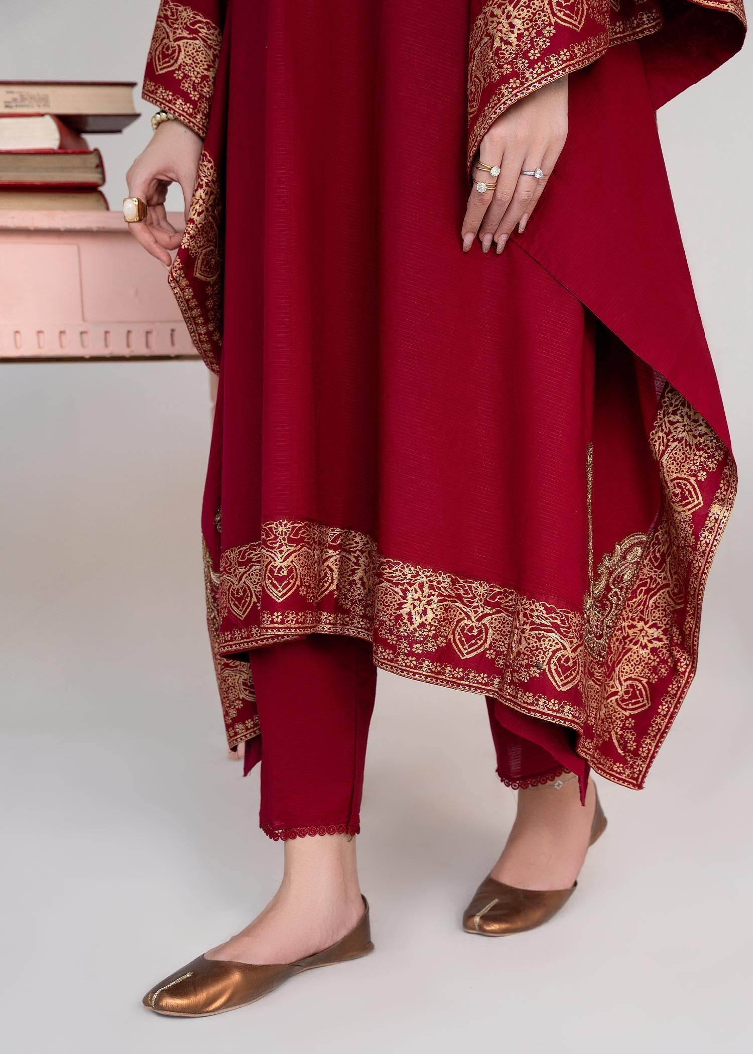 Sahibas By Mirza Crescent Maroon