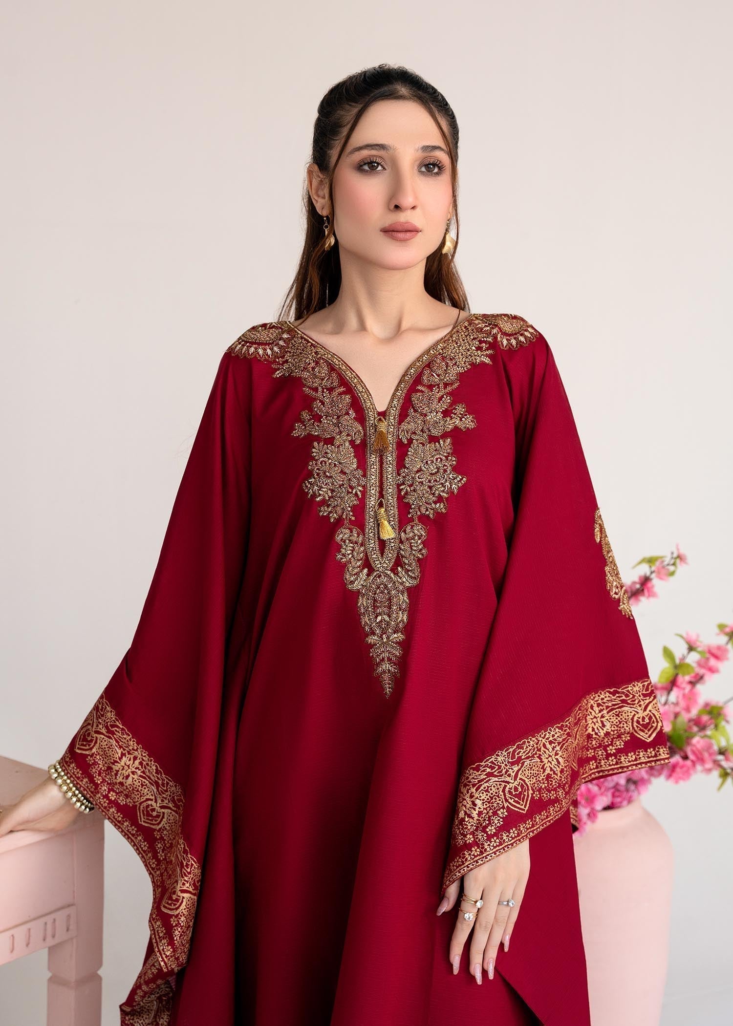 Sahibas By Mirza Crescent Maroon
