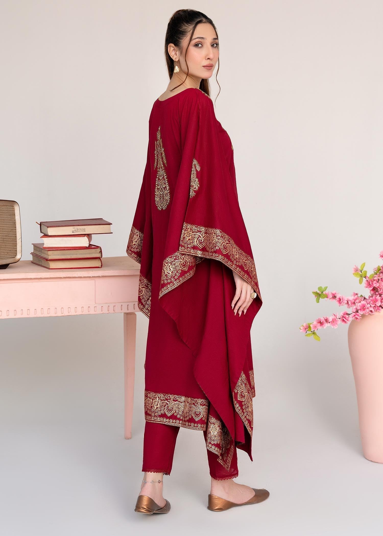Sahibas By Mirza Crescent Maroon
