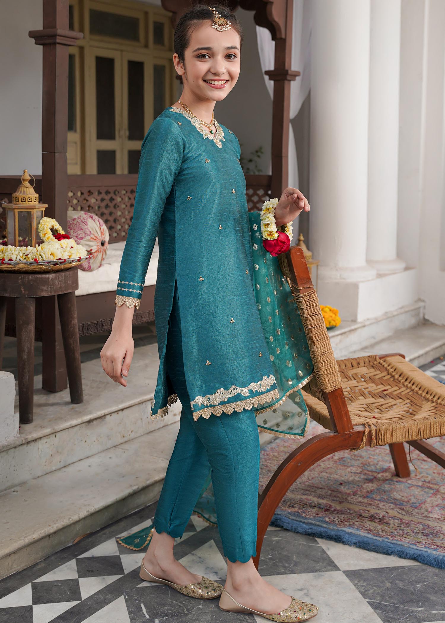 Rang-e-Haya Sandali teal blue kids