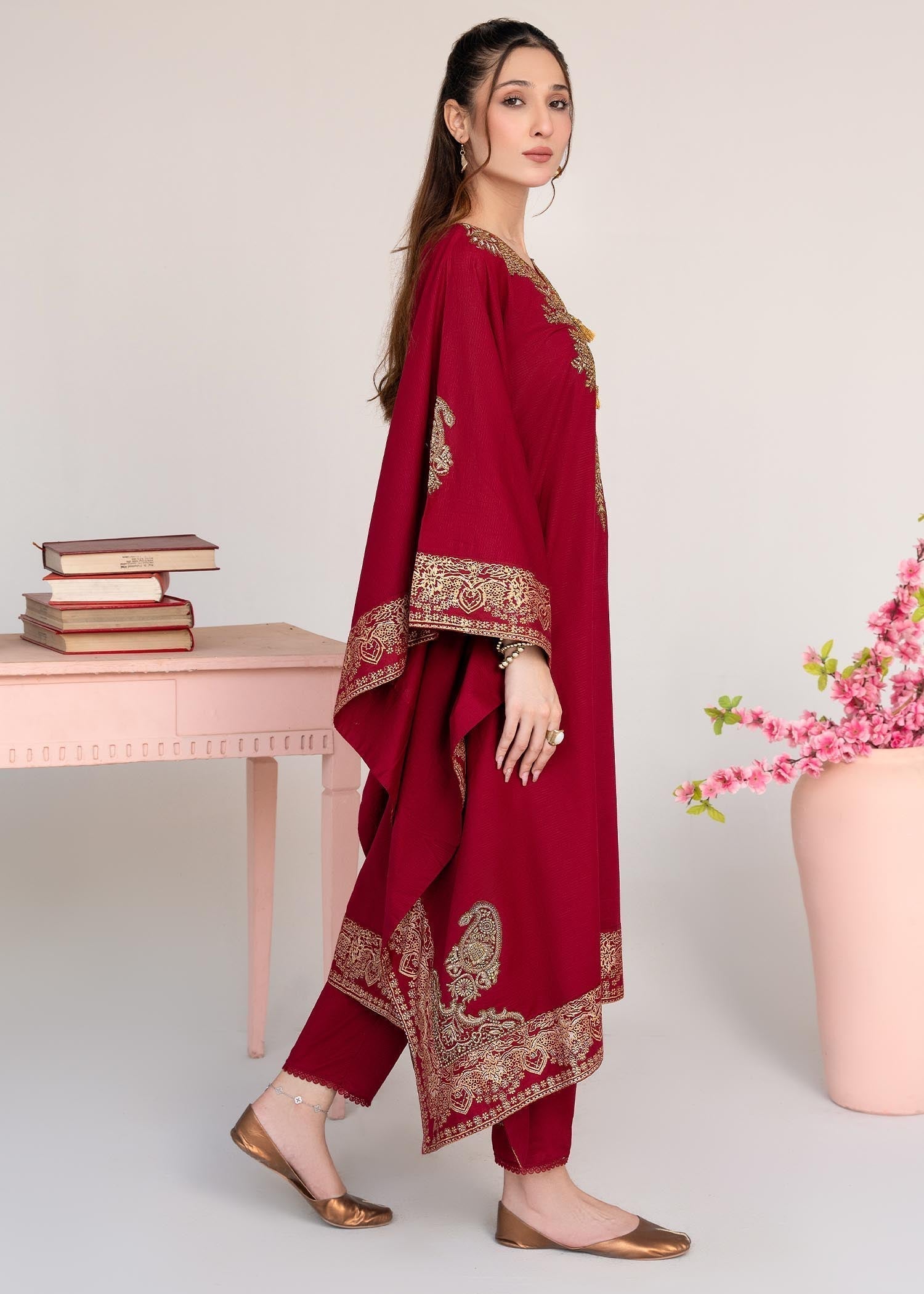 Sahibas By Mirza Crescent Maroon