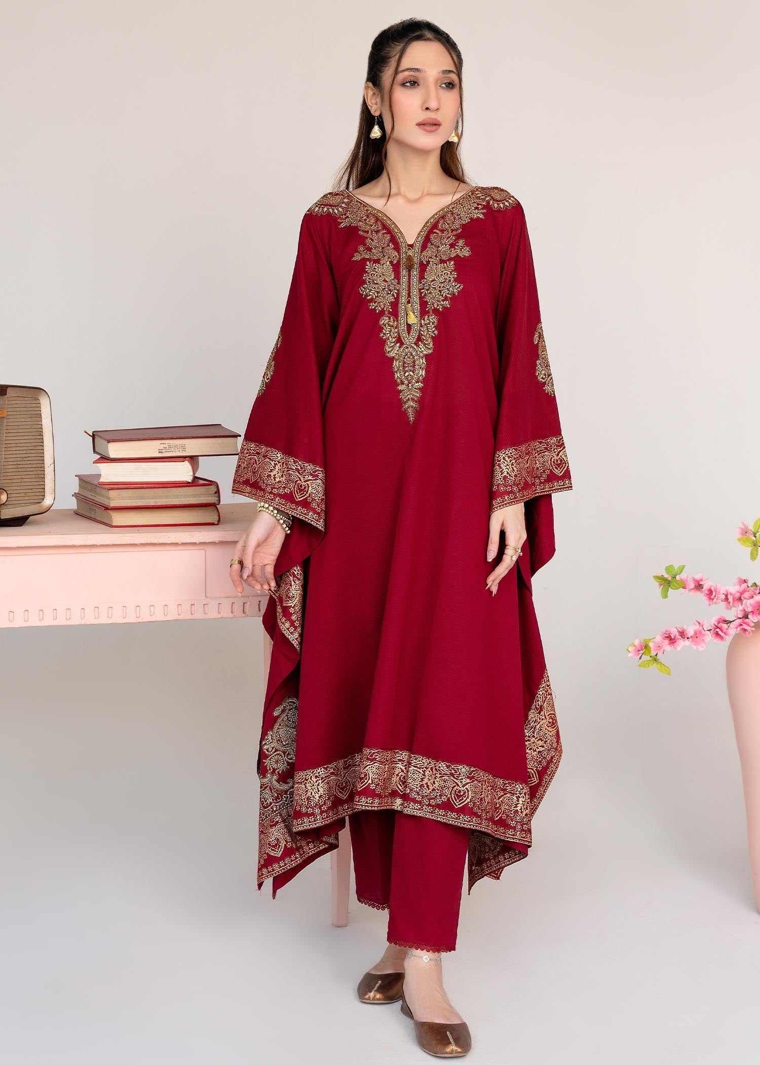Sahibas By Mirza Crescent Maroon