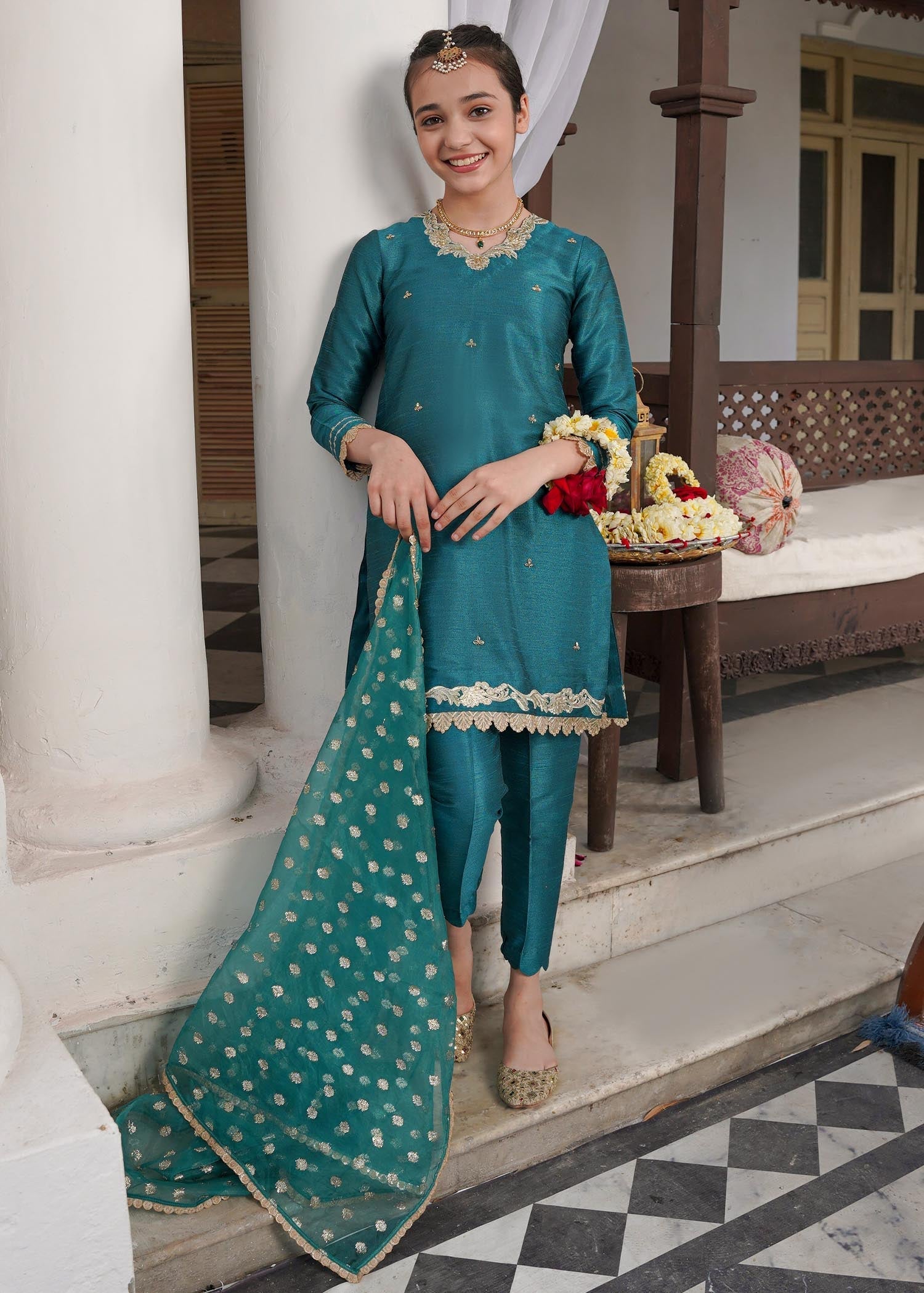 Rang-e-Haya Sandali teal blue kids