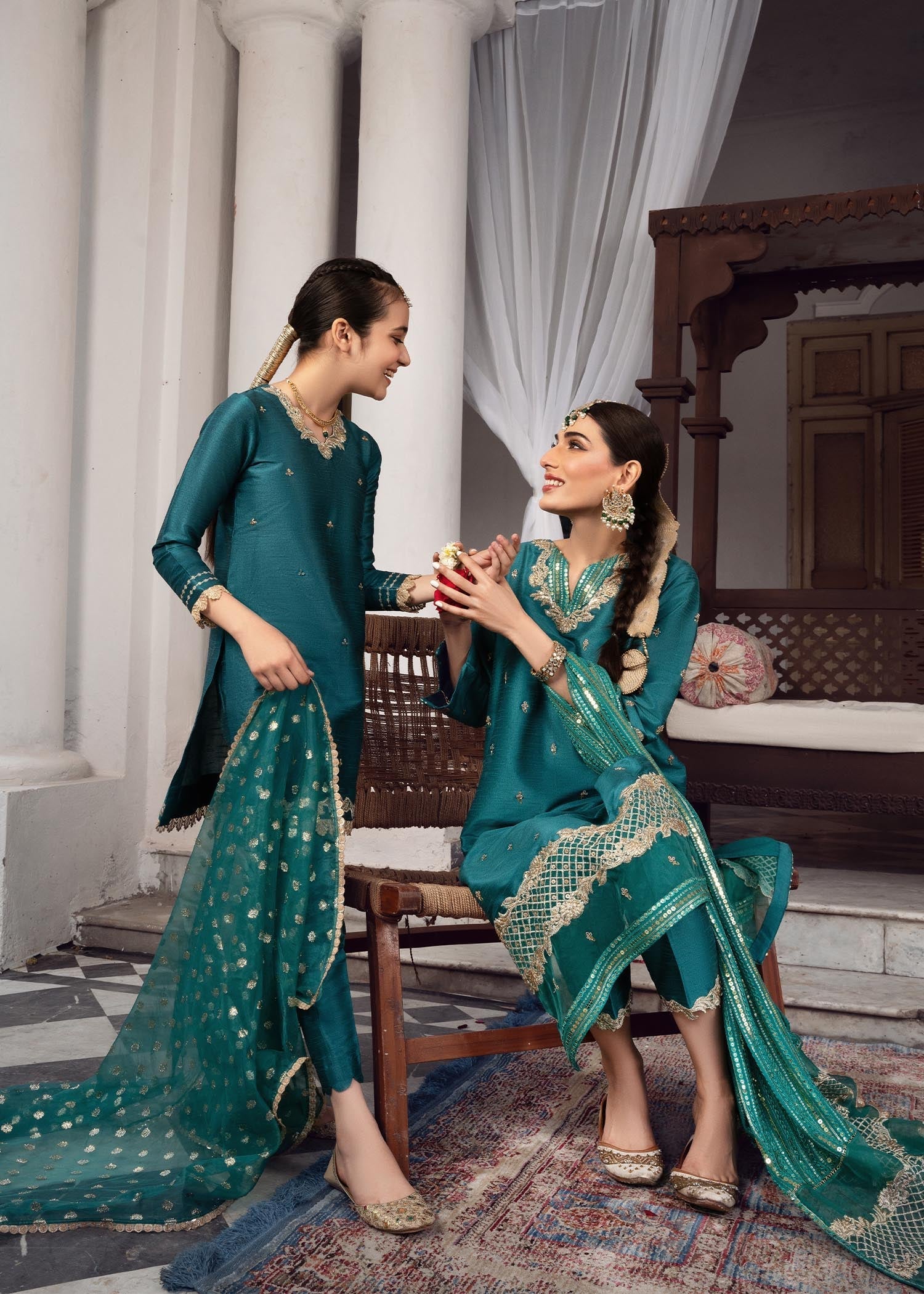 Rang-e-Haya Sandali teal blue kids