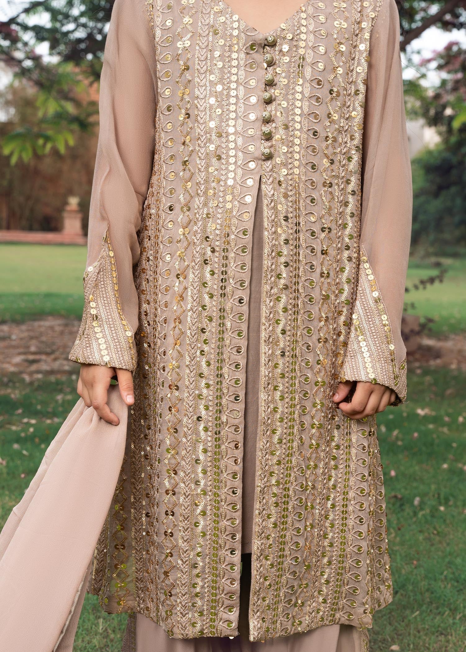 Rang-e-Haya Ufaq Clay Beige-Kids