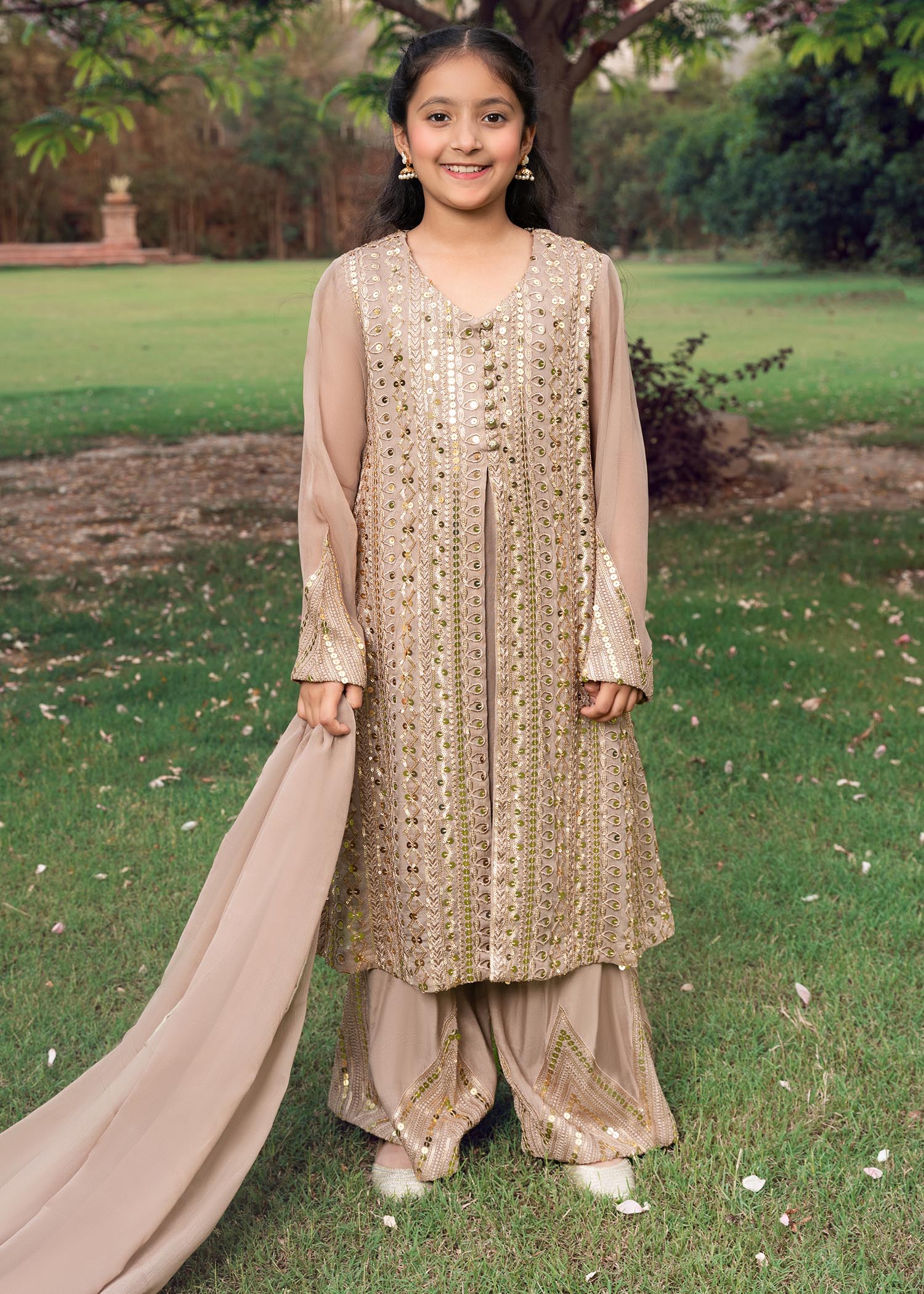Rang-e-Haya Ufaq Clay Beige-Kids