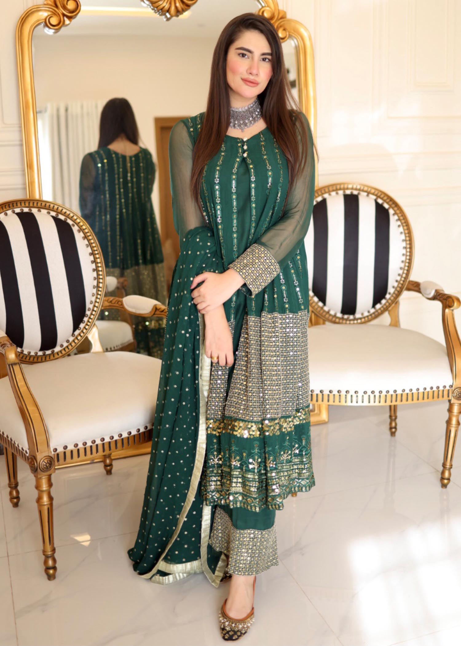 Rang-e-Haya Anchal / Bottle Green