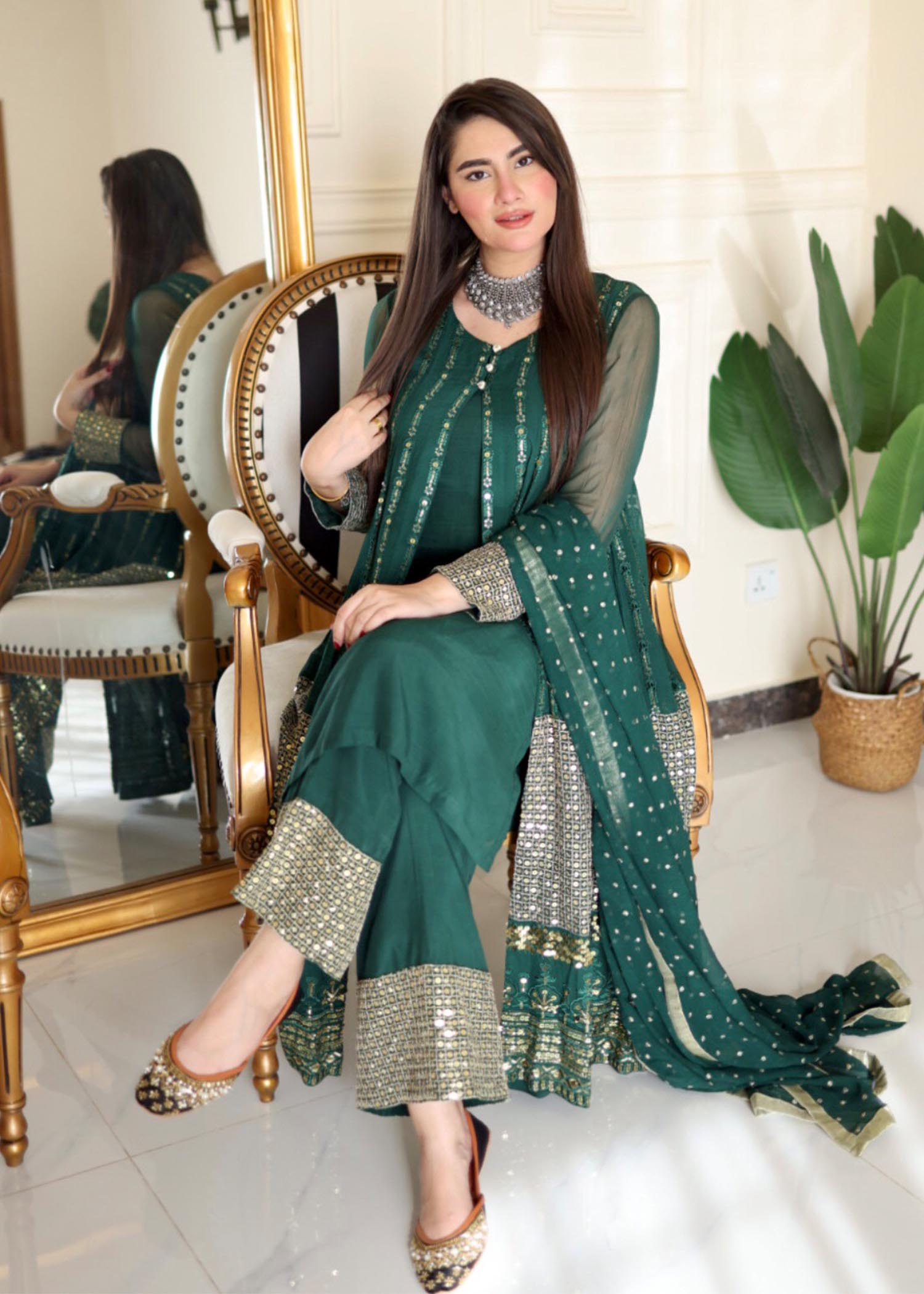 Rang-e-Haya Anchal / Bottle Green