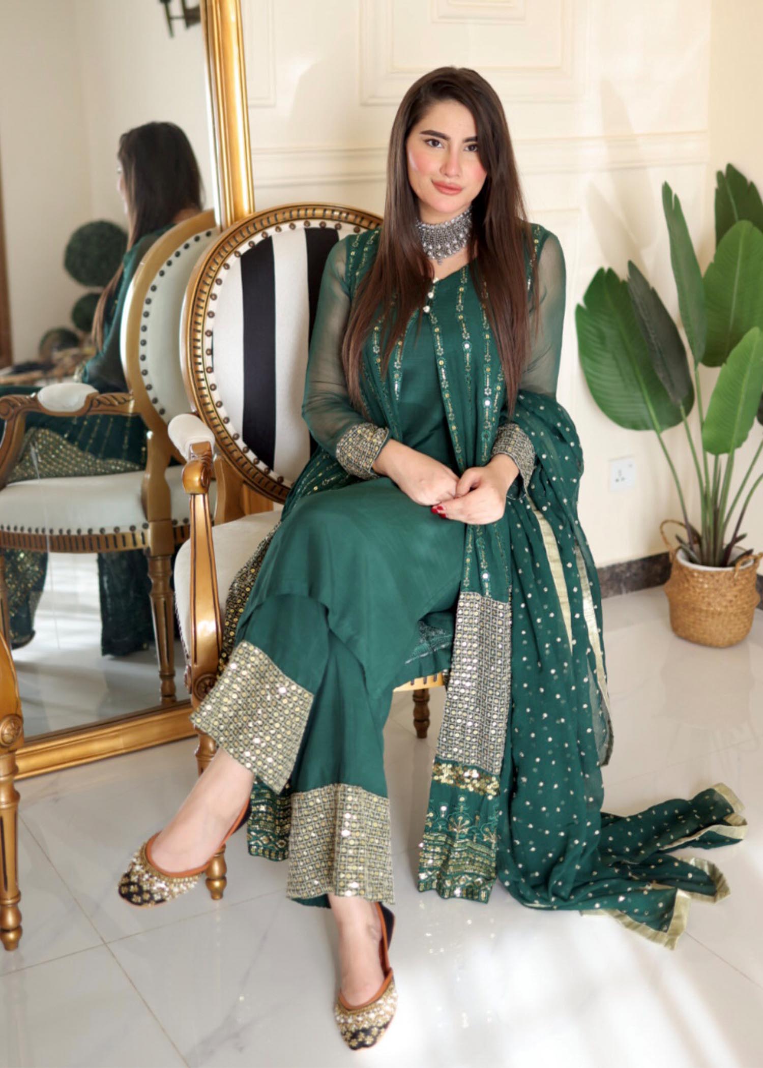 Rang-e-Haya Anchal / Bottle Green