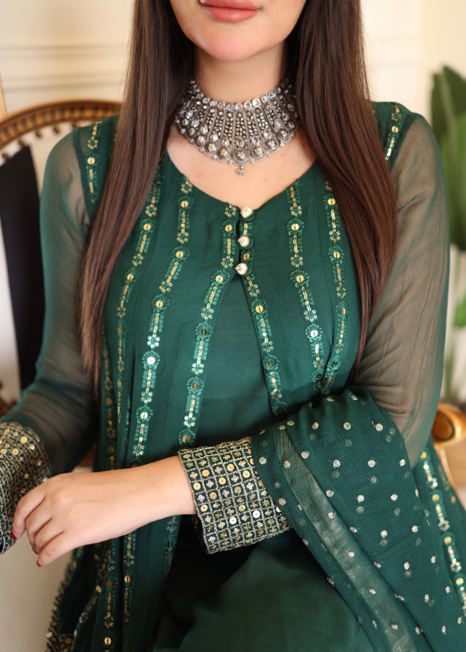 Rang-e-Haya Anchal / Bottle Green