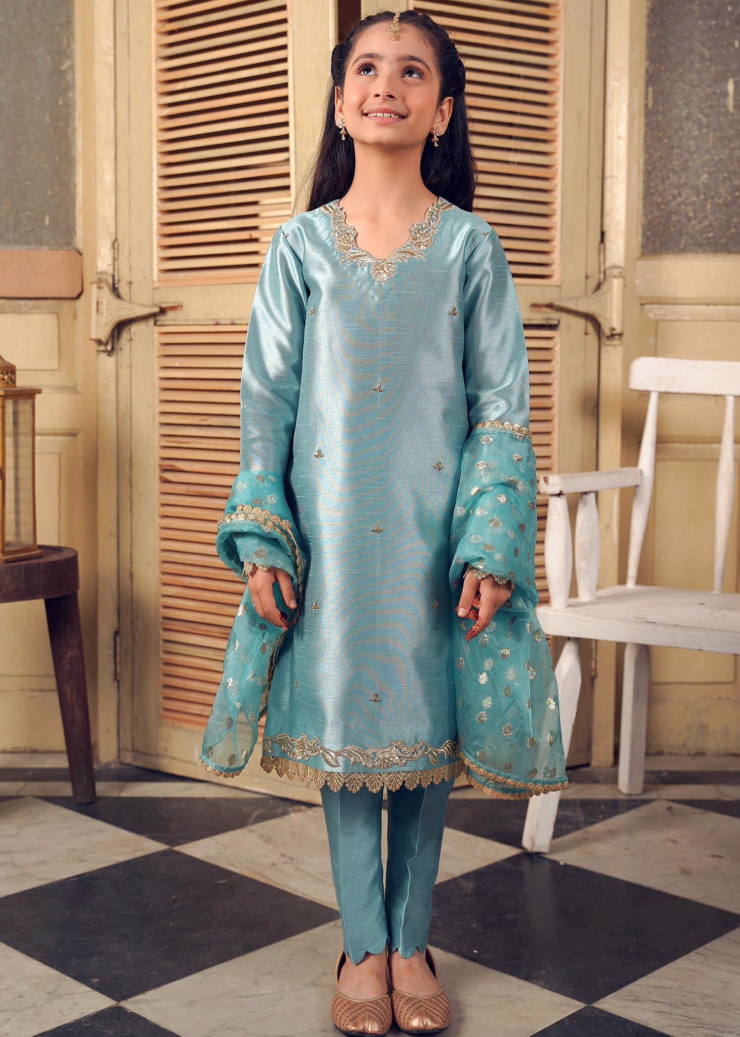 Rang-e-Haya Sandali Ice blue kids