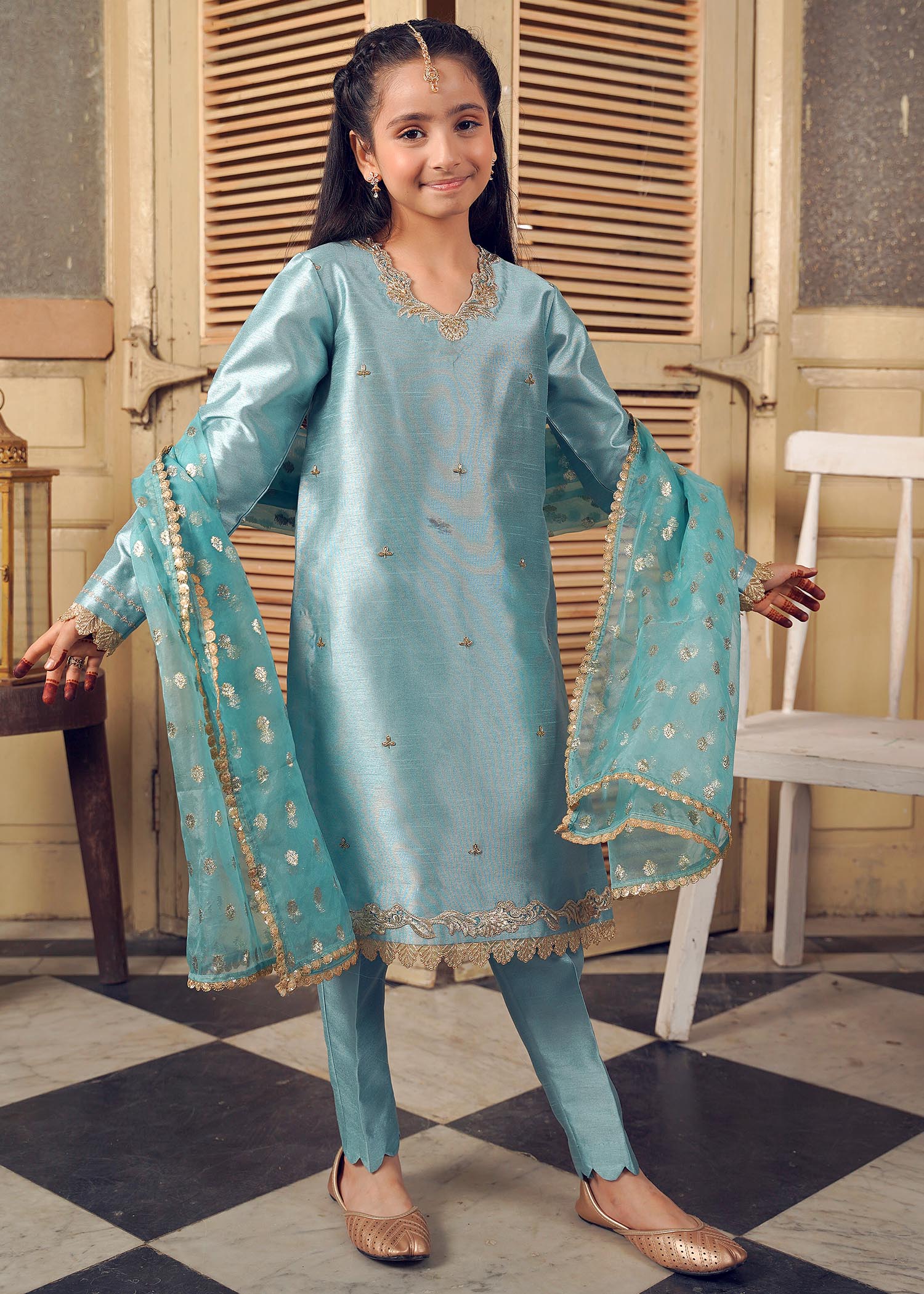 Rang-e-Haya Sandali Ice blue kids