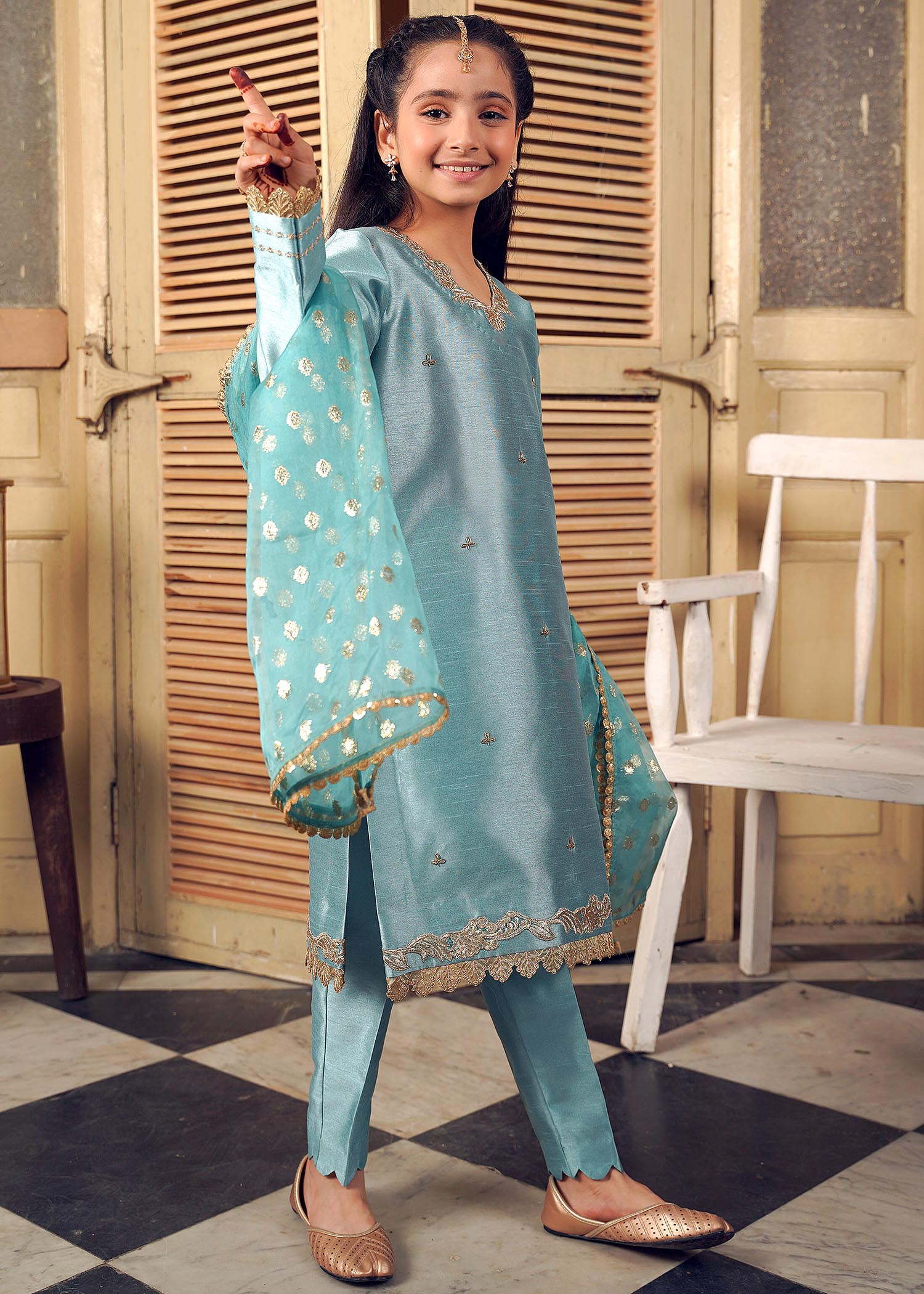 Rang-e-Haya Sandali Ice blue kids