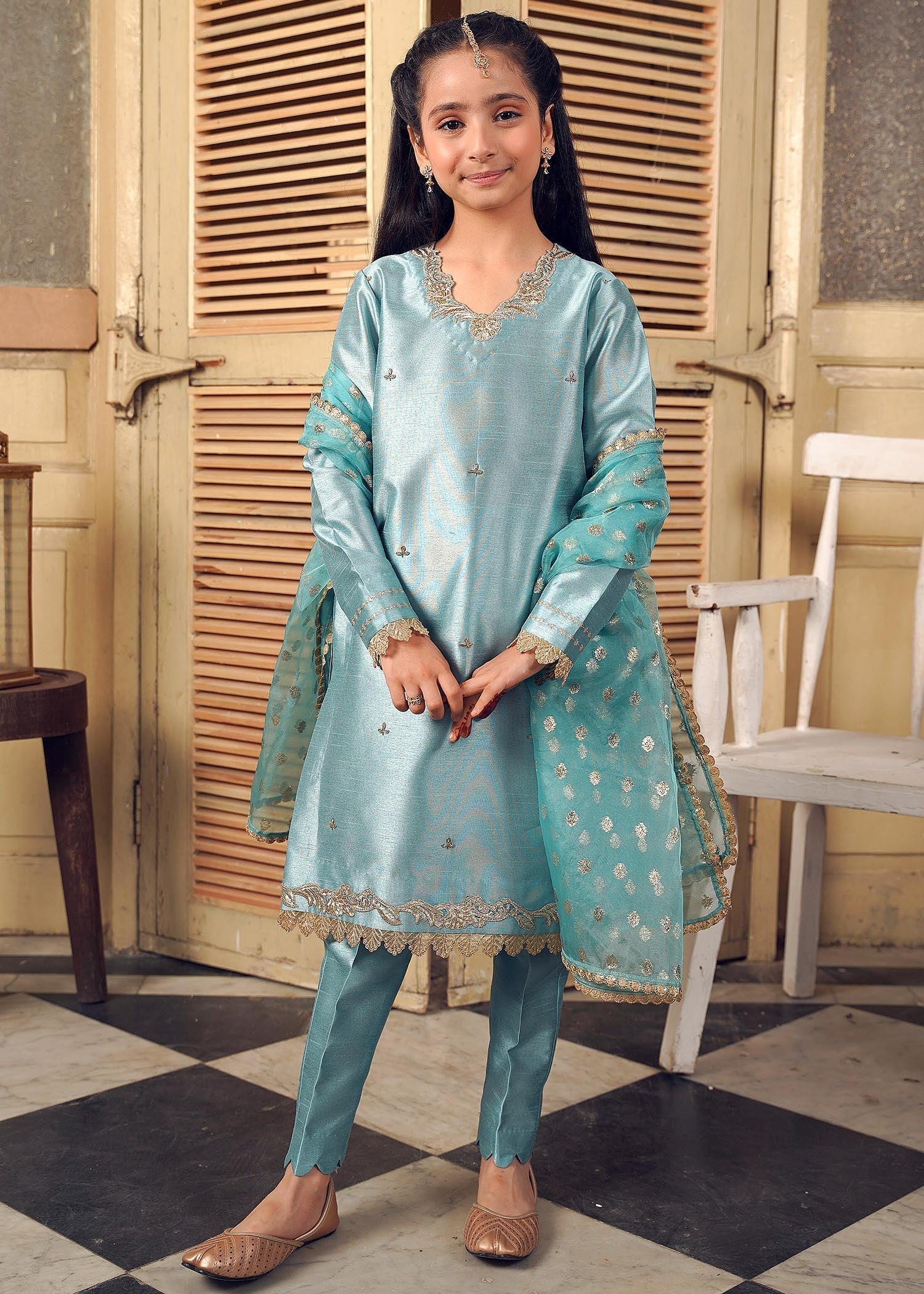 Rang-e-Haya Sandali Ice blue kids