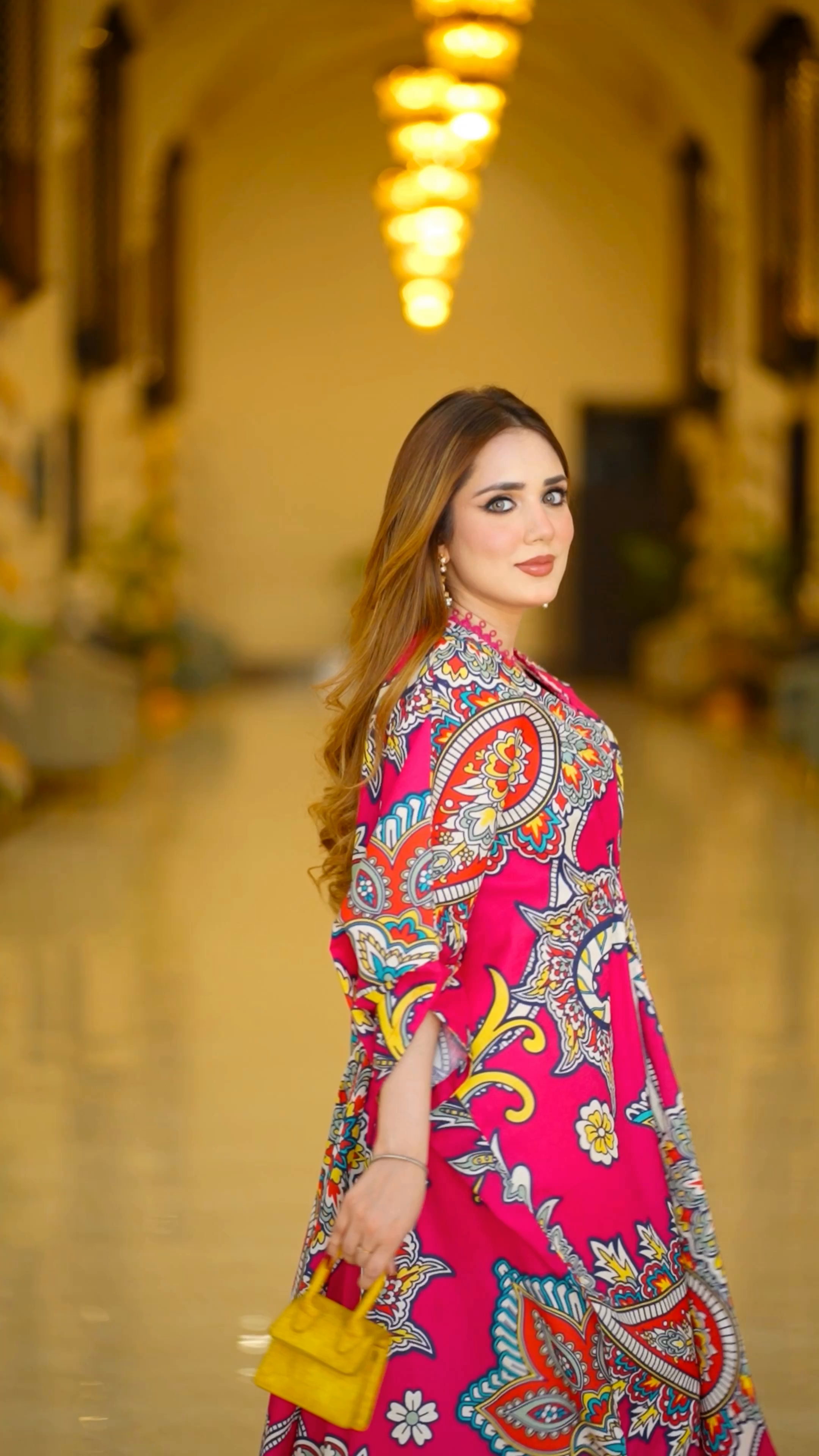 Sahibas By Mirza Tarana Kaftan - Hot Pink