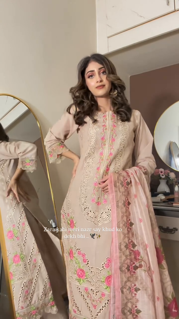 Lawn Kurta Set in Beige