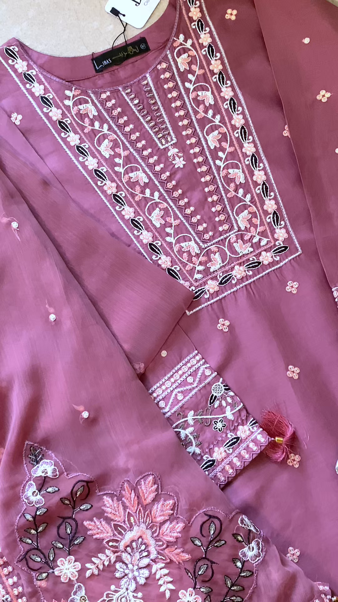 Tehzeeb Libas DUSTY ROSE ELEGANCE EMBROIDERED 3PC
