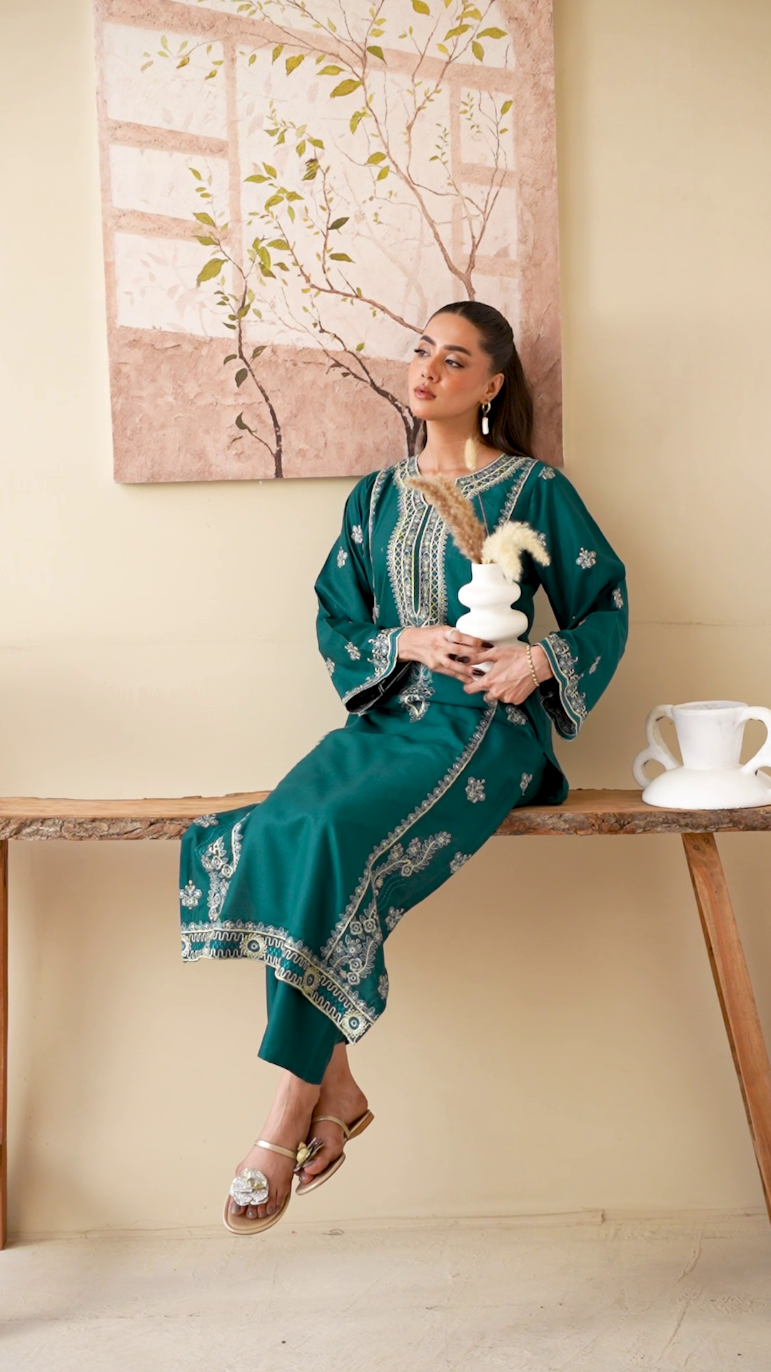 Tehzeeb Libas SEA BLUE EMBROIDERED 2PC