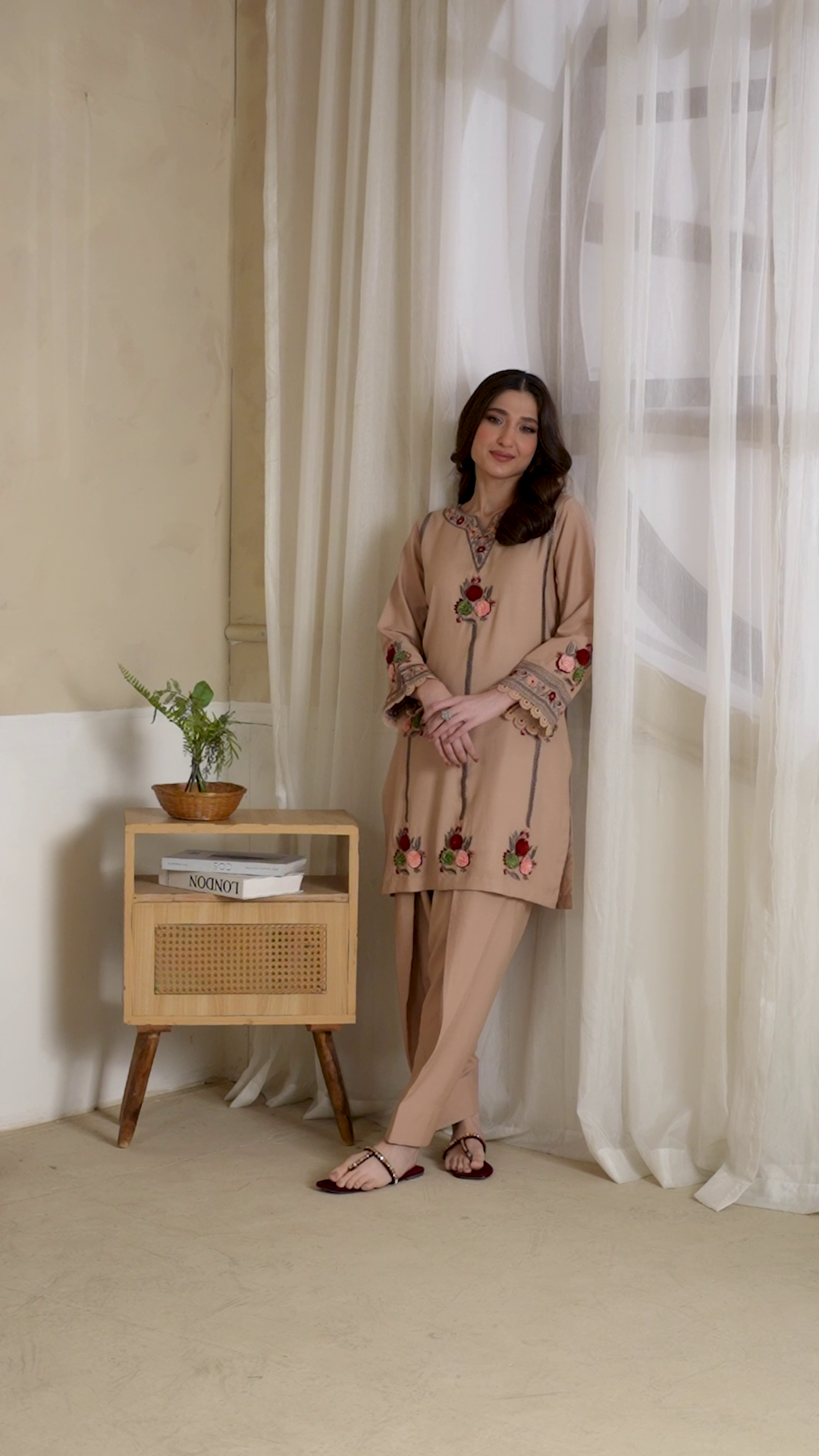 Lawn Kurta Set in Beige