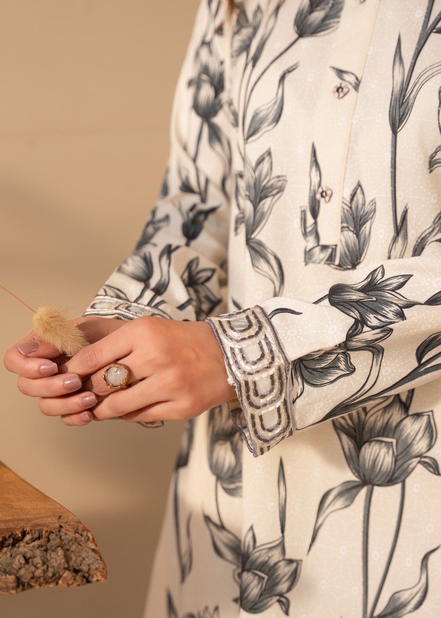 Dhanak Kurta Set in Ivory