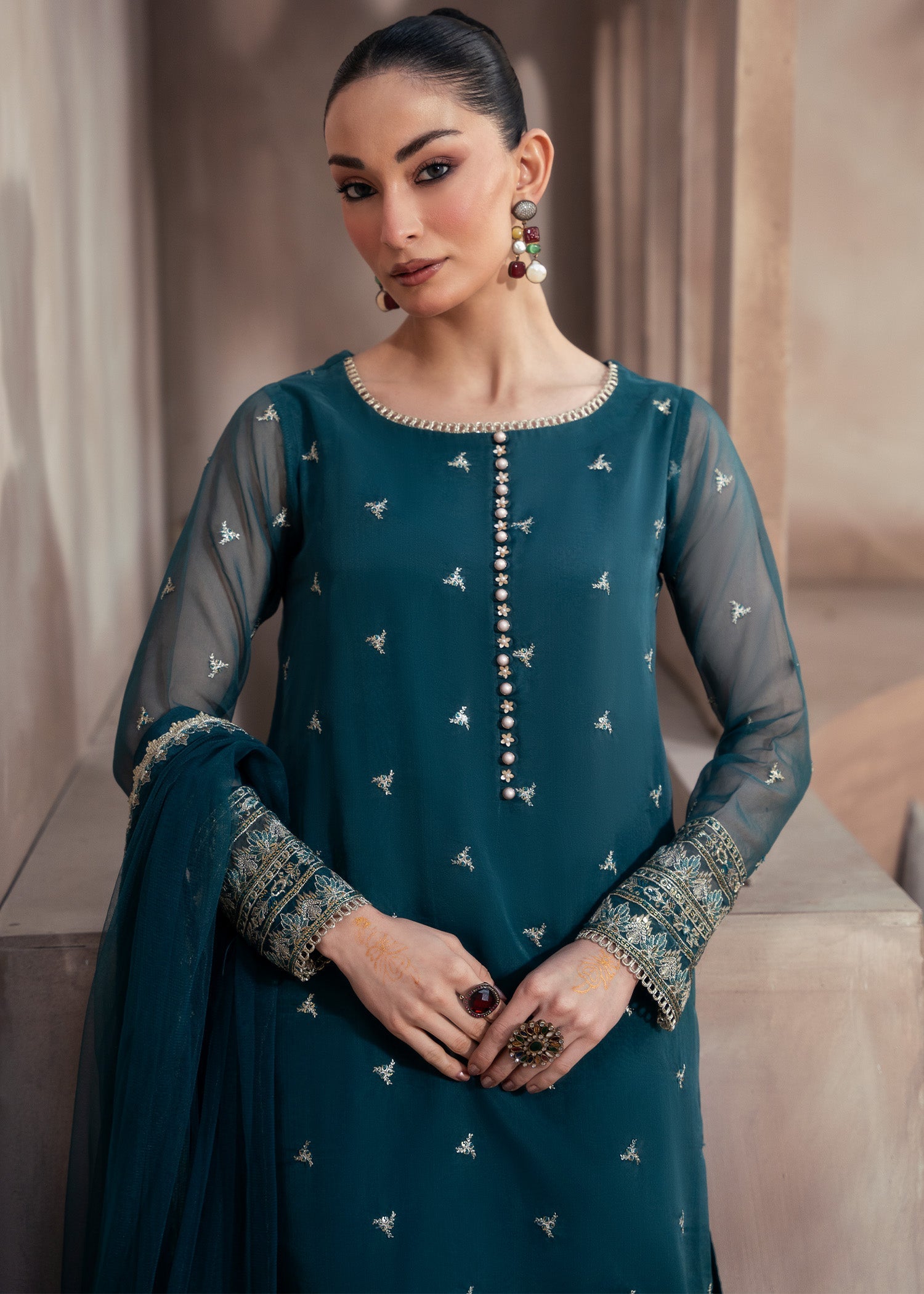 Rang-e-Haya Zarrin (Bottle Green)