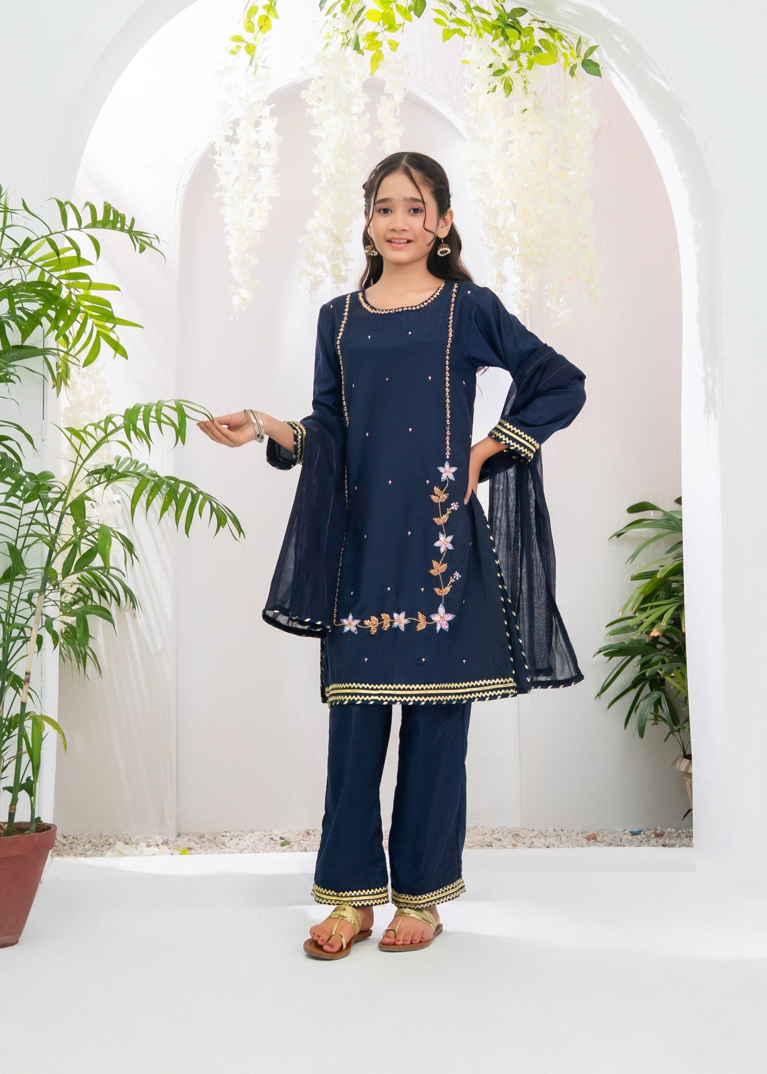 CHIFFON-HAND-ADDA-WORK-3-78 - Pc Suit Ac