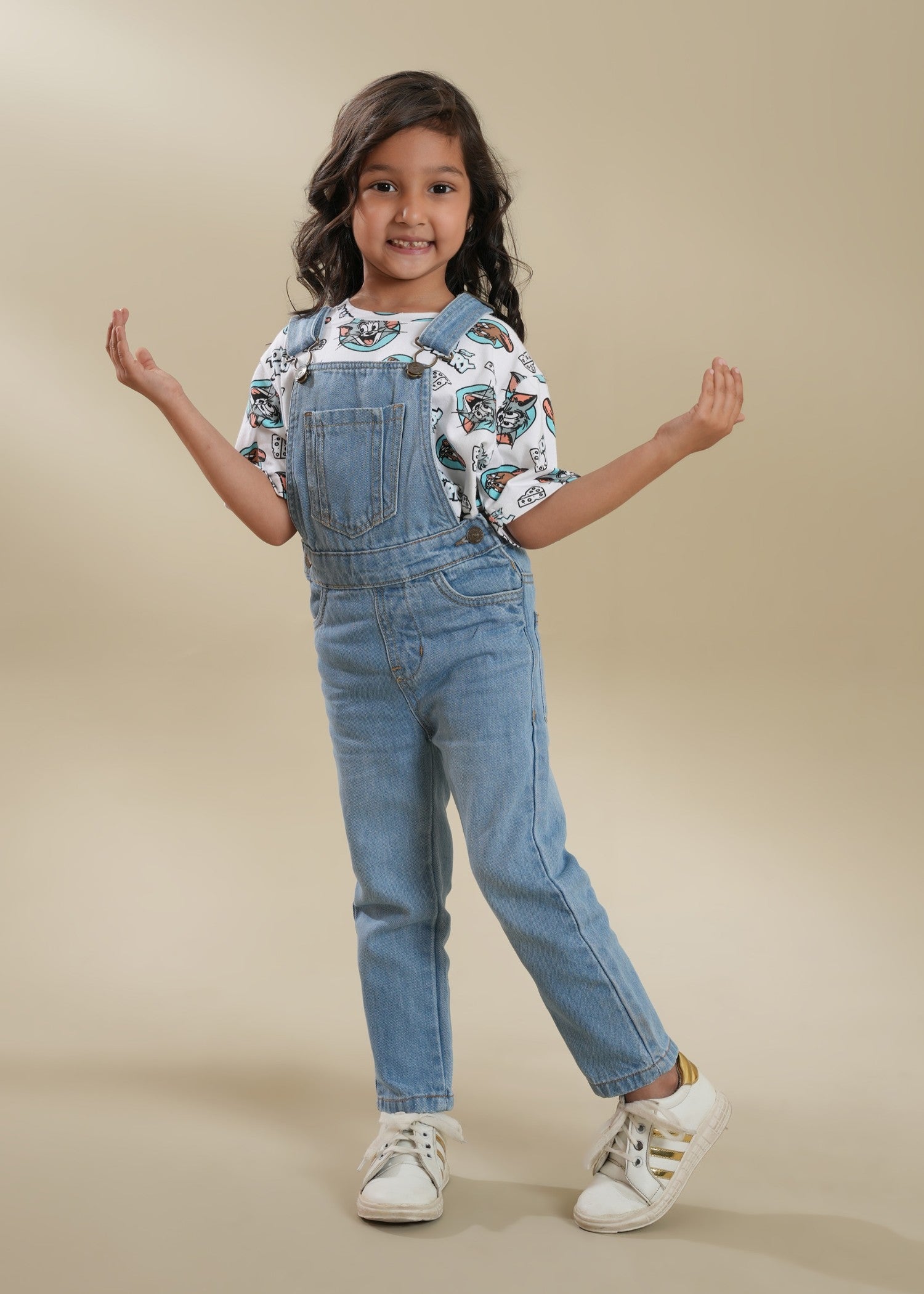 100 - Cotton Denim Light Blue Dungarees