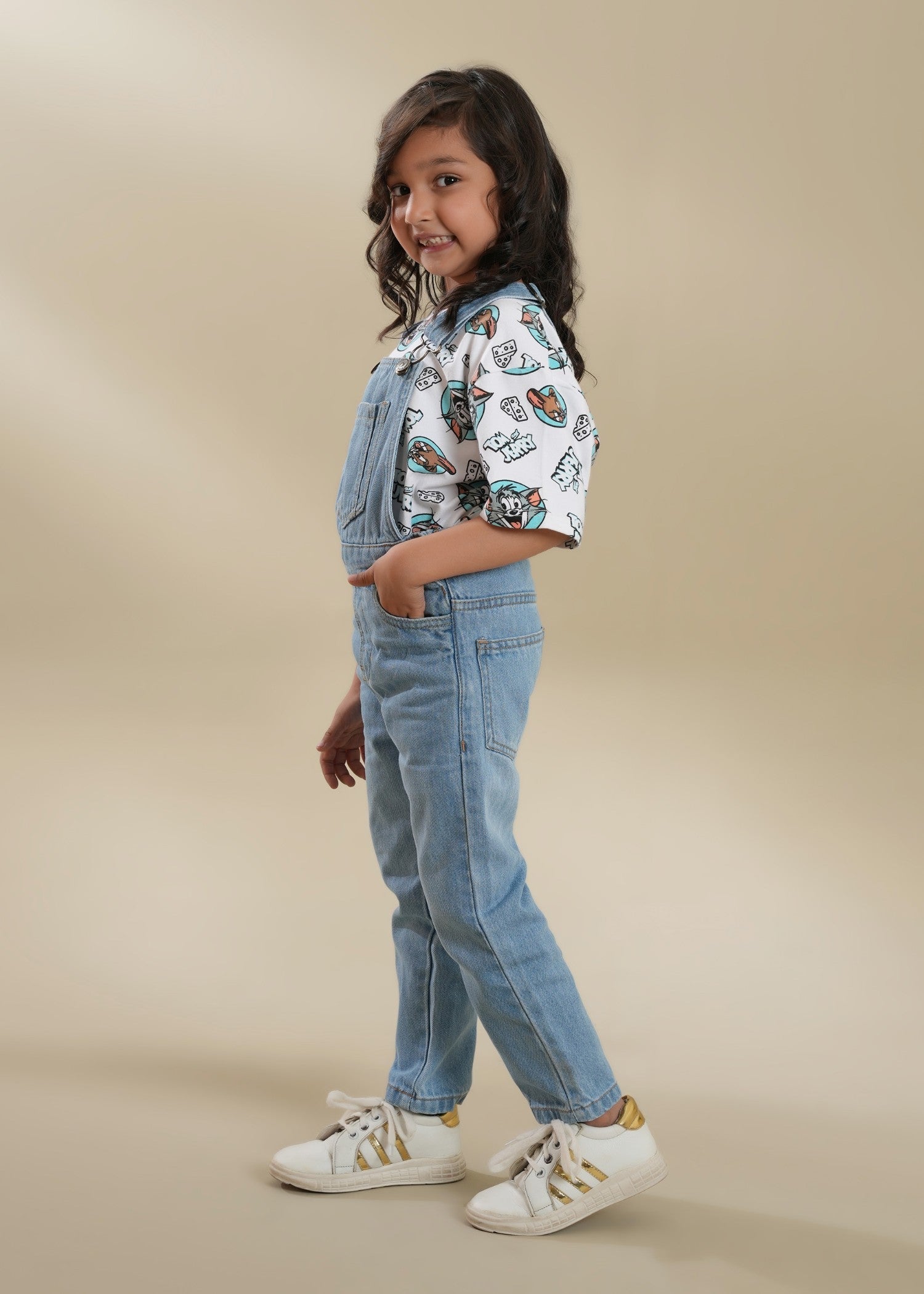 100 - Cotton Denim Light Blue Dungarees