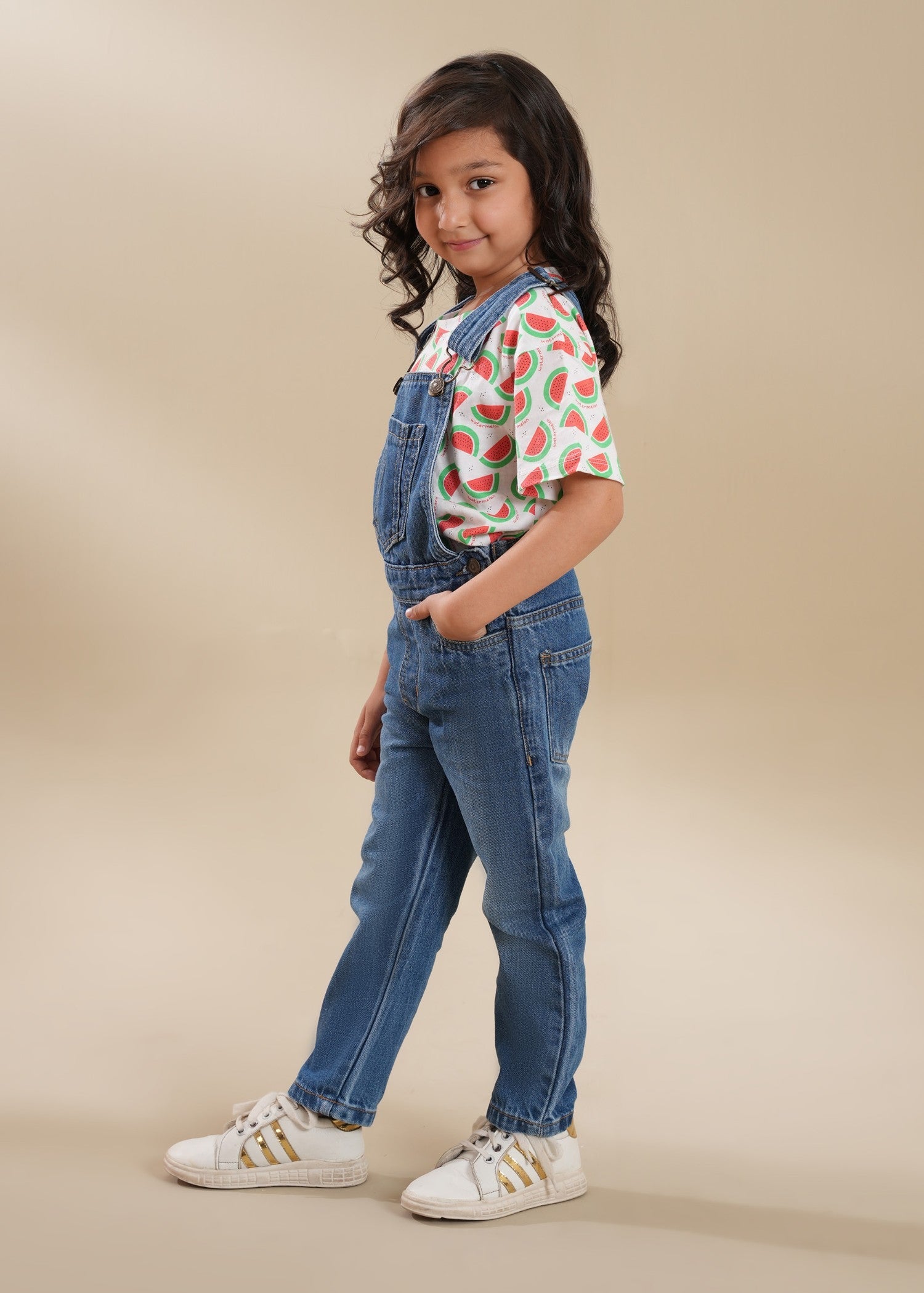 100 - Cotton Denim Dark Blue Dungarees