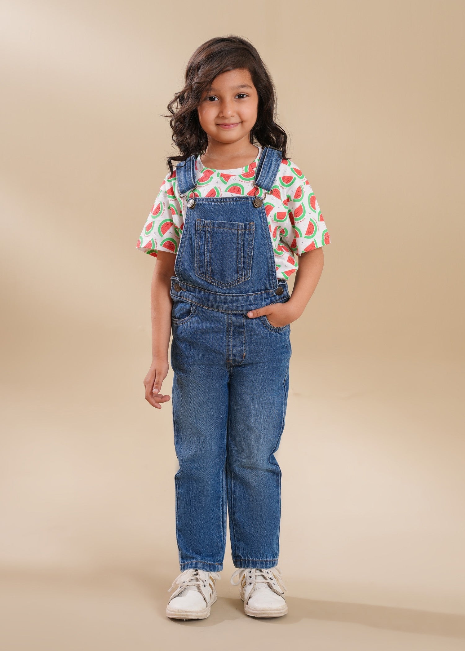 100 - Cotton Denim Dark Blue Dungarees