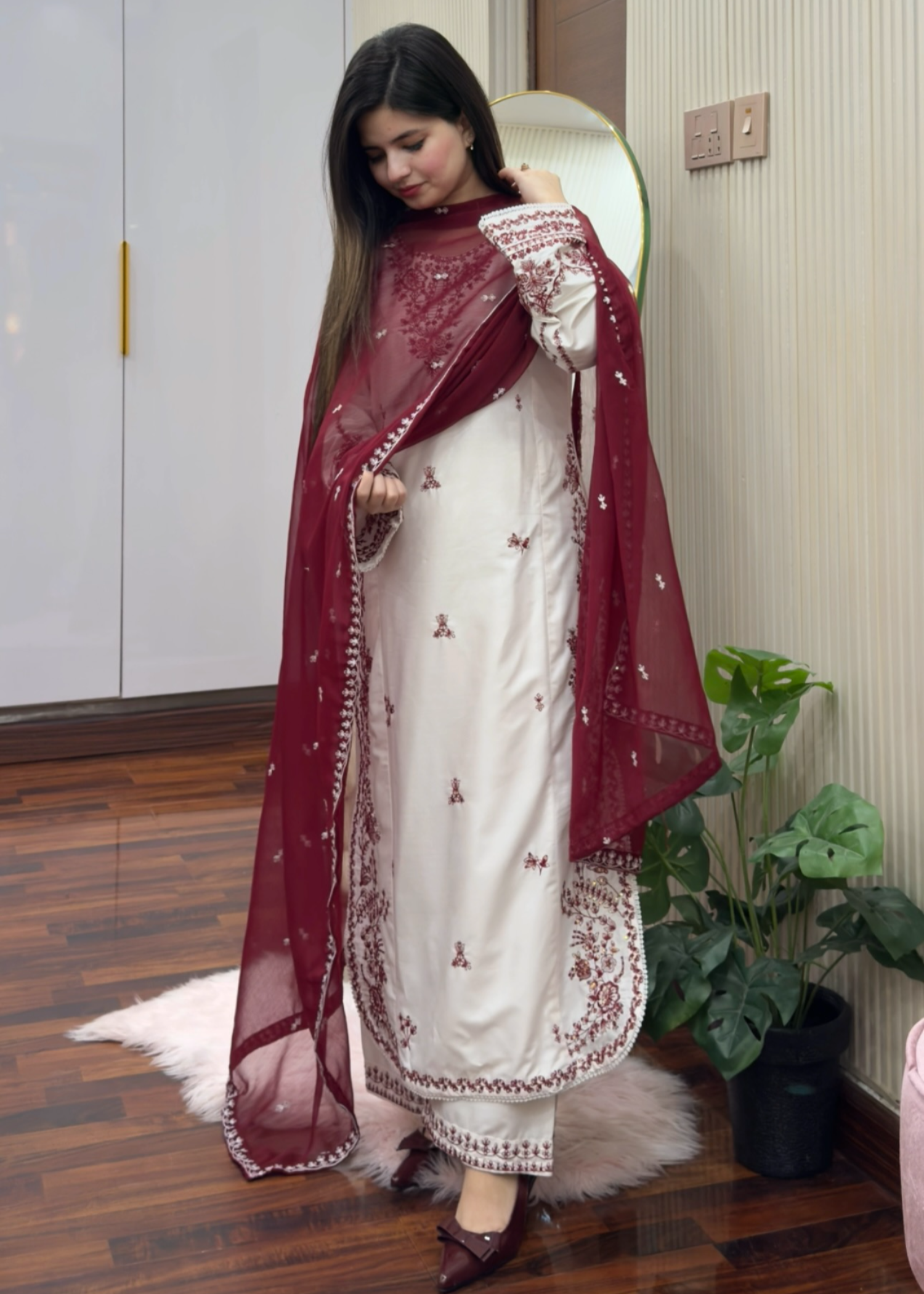 Tehzeeb Libas SNOW EMBROIDERED 3PC