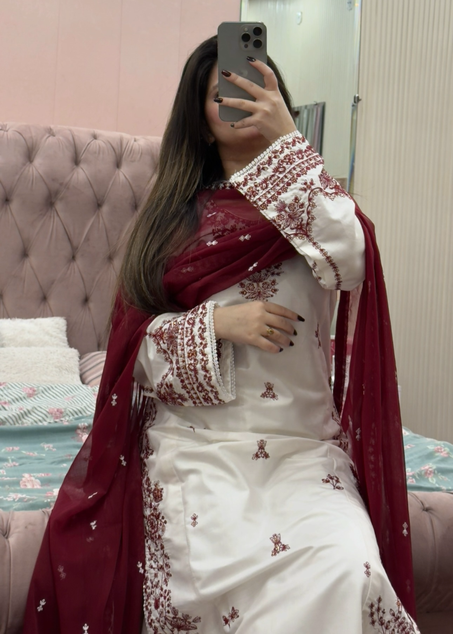 Tehzeeb Libas SNOW EMBROIDERED 3PC
