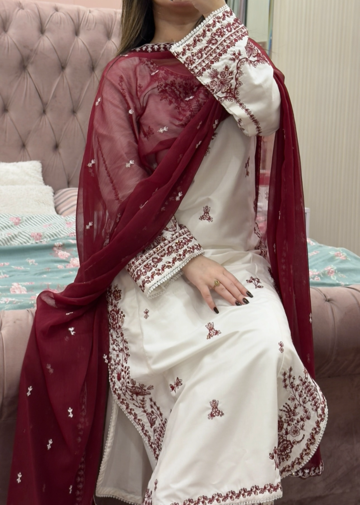 Tehzeeb Libas SNOW EMBROIDERED 3PC