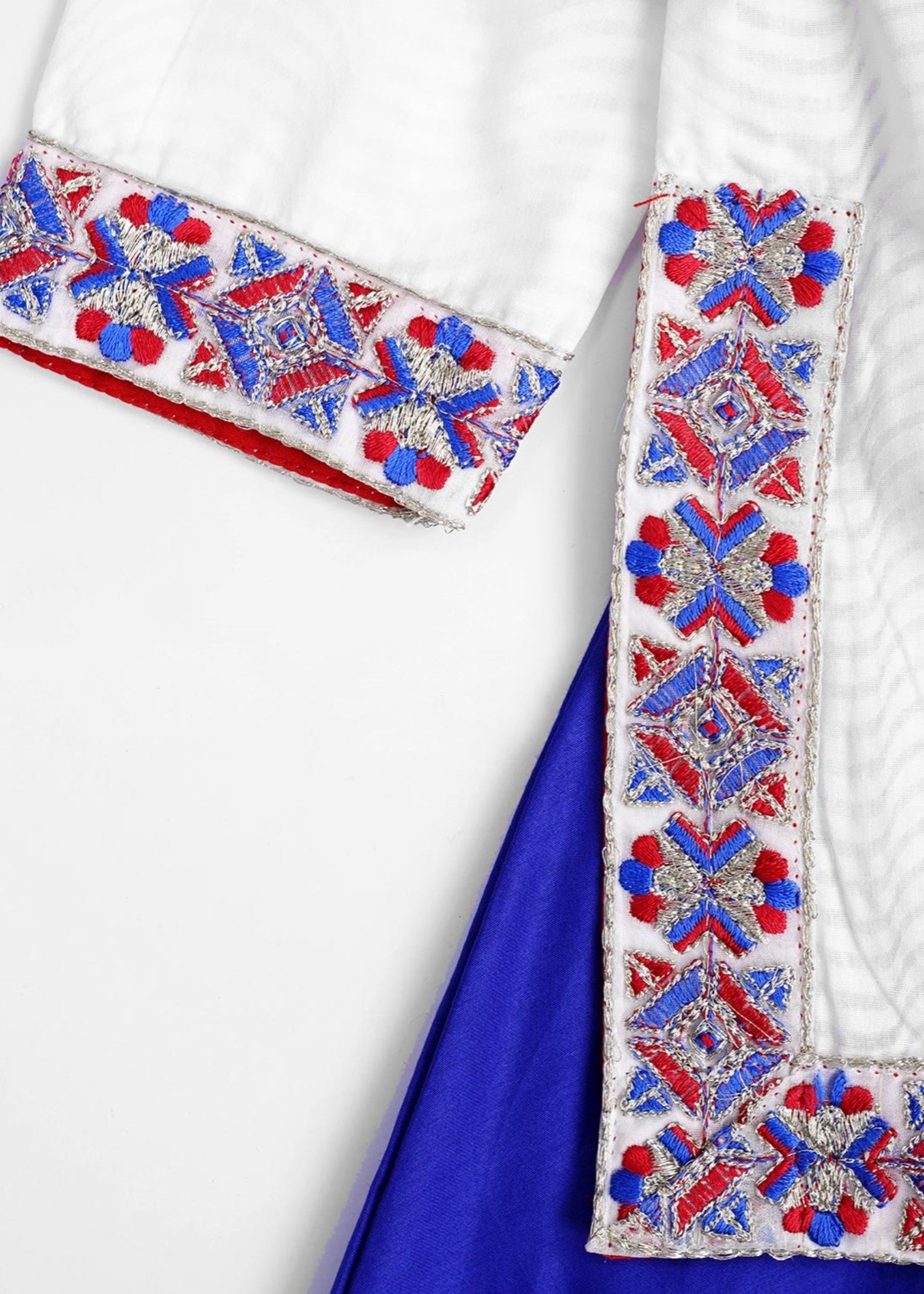 STITCHED-3 - Piece Tilla Embellished Royal Blue Lawn Shirt With Lehnga