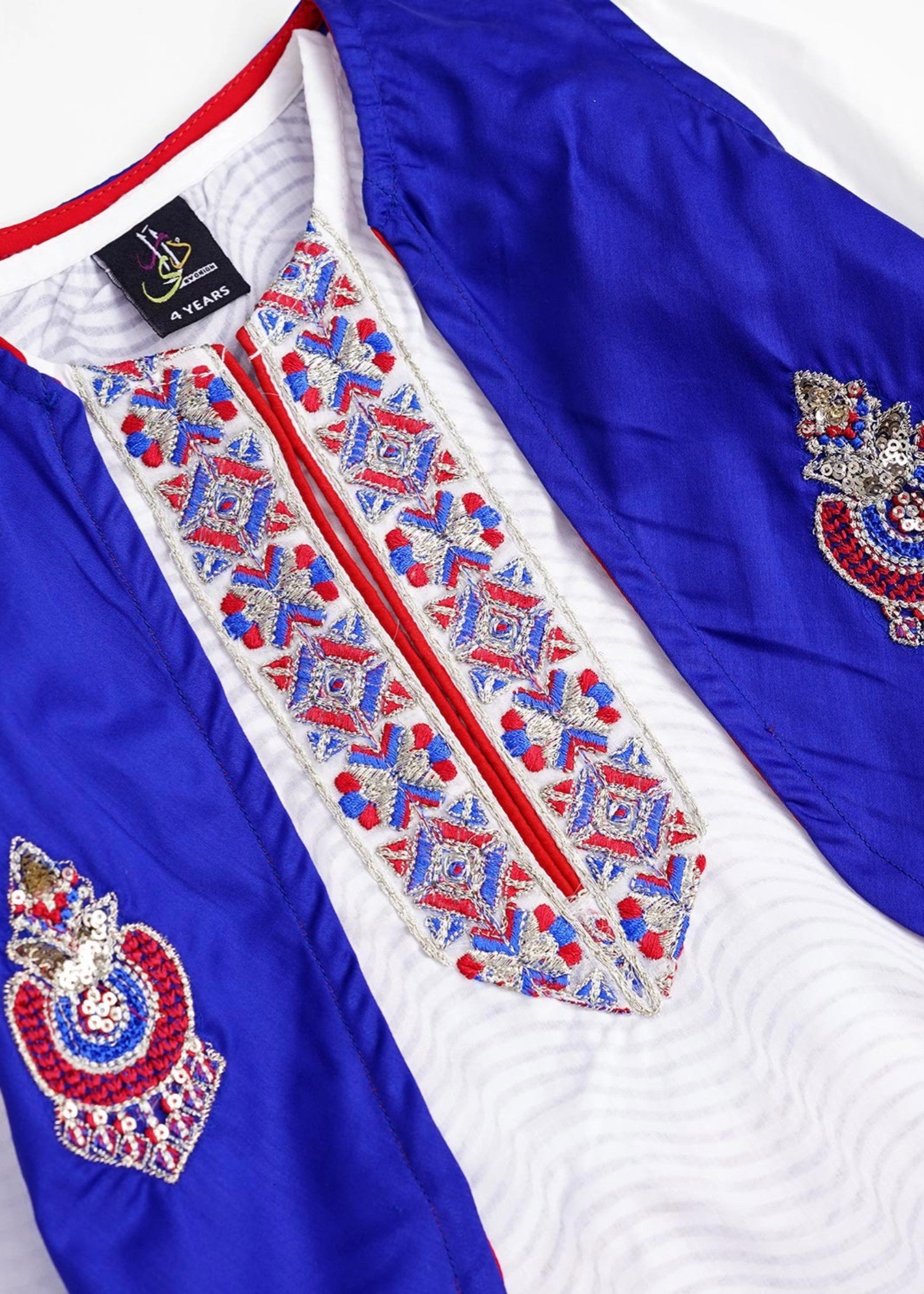 STITCHED-3 - Piece Tilla Embellished Royal Blue Lawn Shirt With Lehnga
