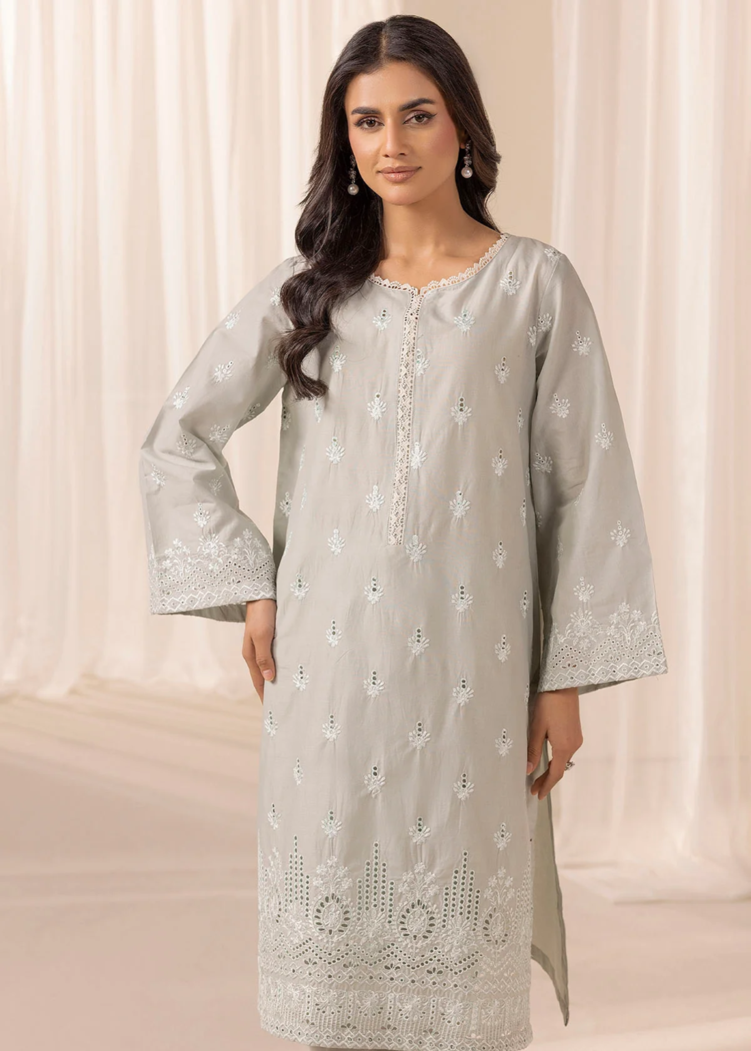 Motifz 5274-PEARL EMBROIDERED CAMBRIC STITCHED