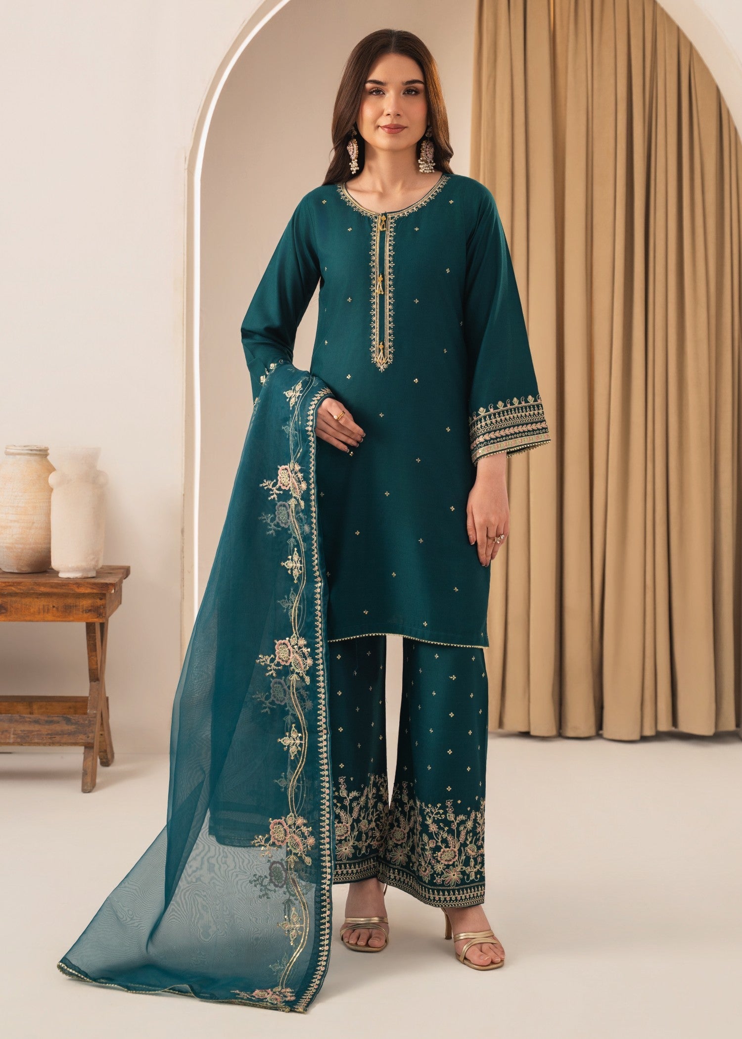 Tehzeeb Libas SAFIRA EMBROIDERED 3PC