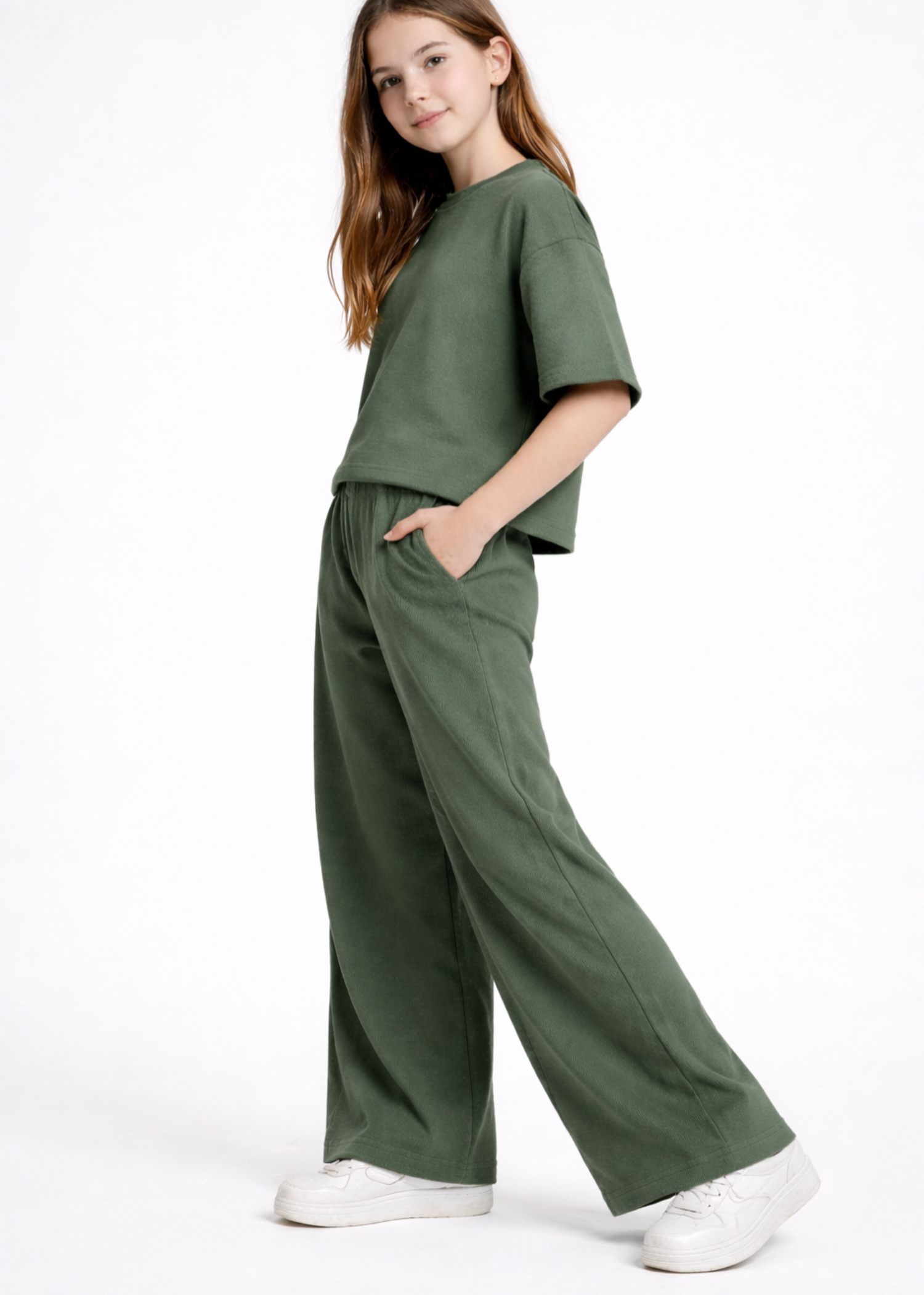 EFFORTLESS-SUMMER-COOL-GIRLS-GREEN-RIBBED-KNIT-OVERSIZED-CO-ORD-SET