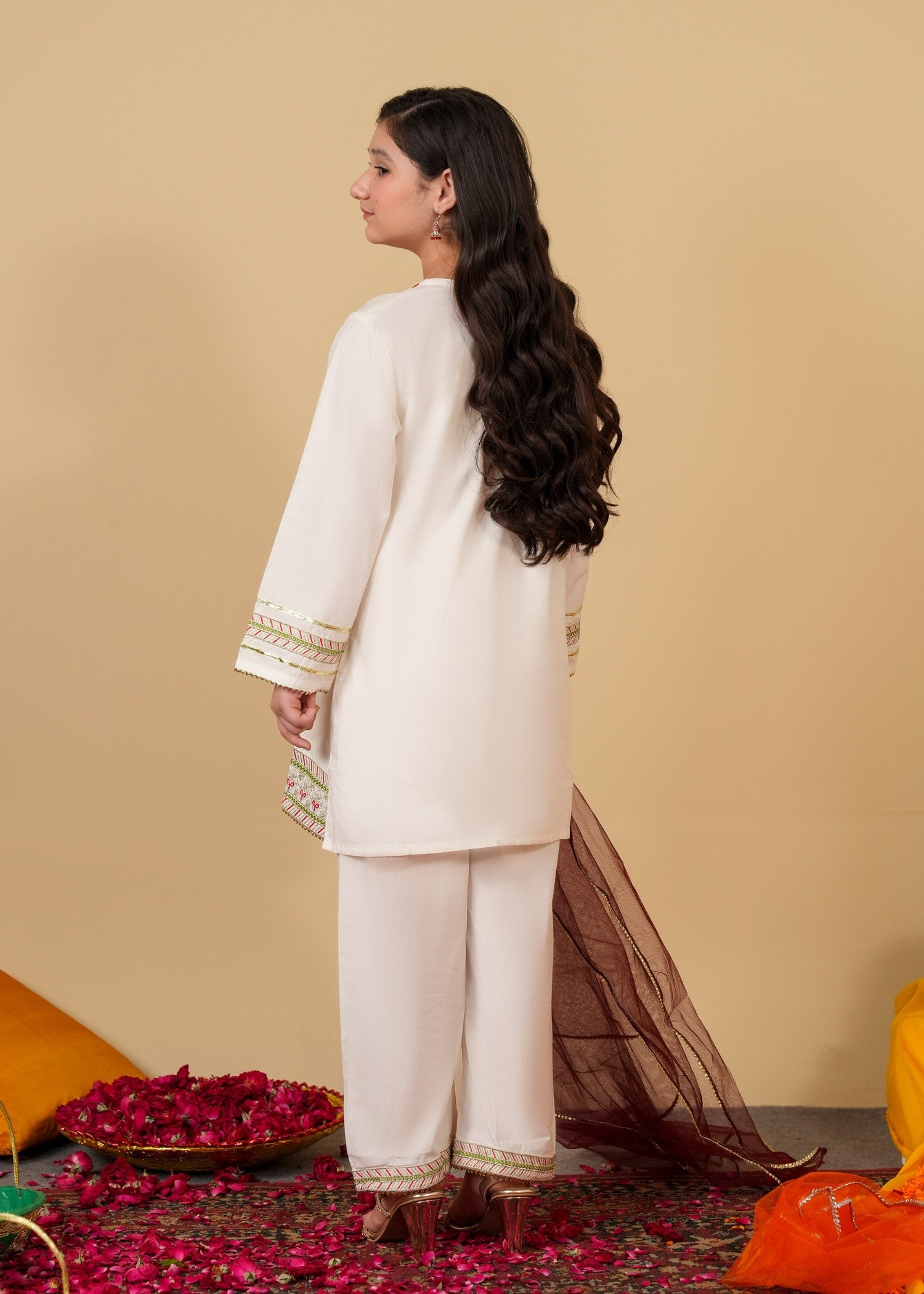 GIRLS-EMBROIDERED-COTTON-SUIT-WITH-NET-DUPATTA-3 - Piece Set