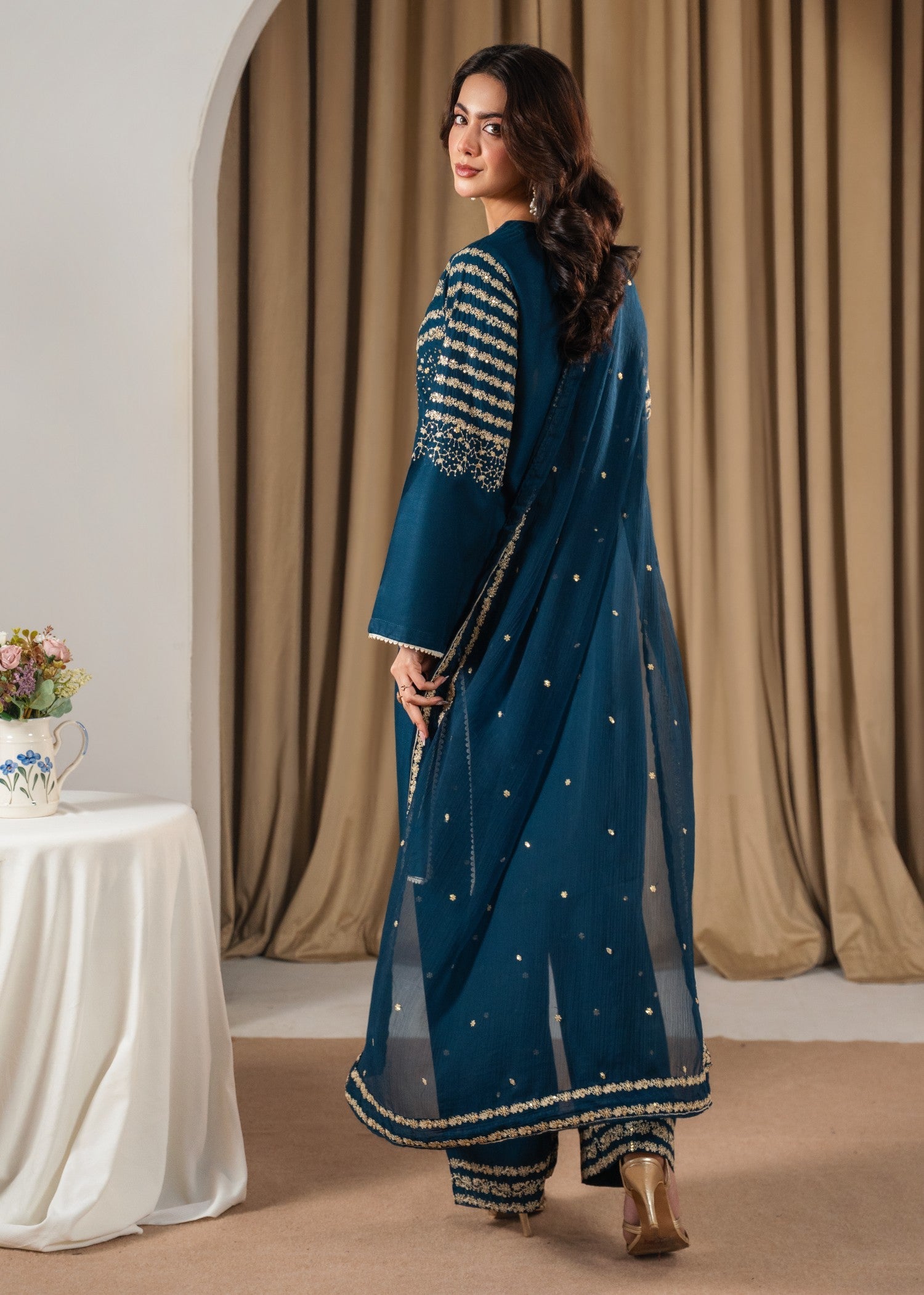 Tehzeeb Libas PEACOCK Z EMBROIDERED 3PC