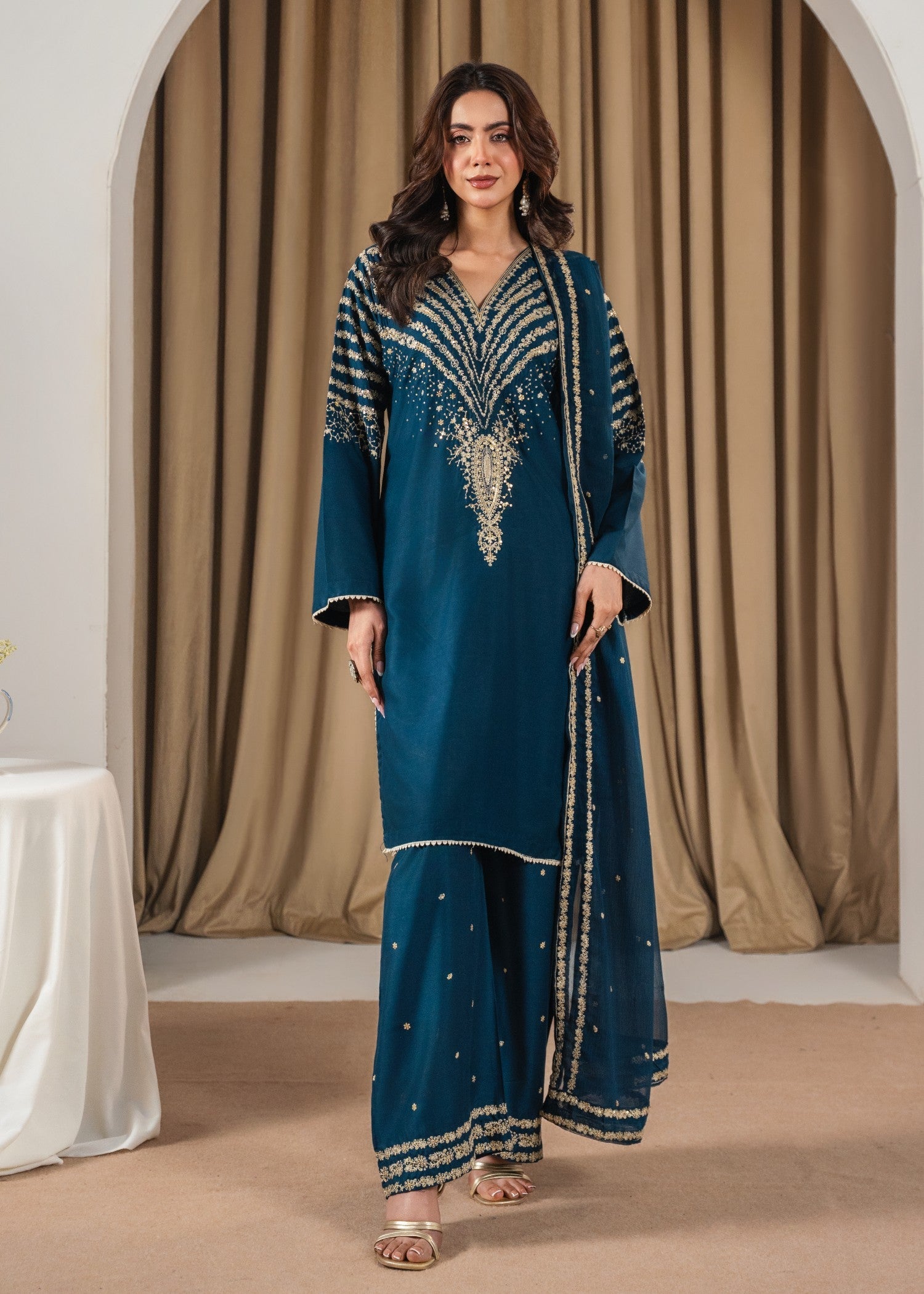 Tehzeeb Libas PEACOCK Z EMBROIDERED 3PC