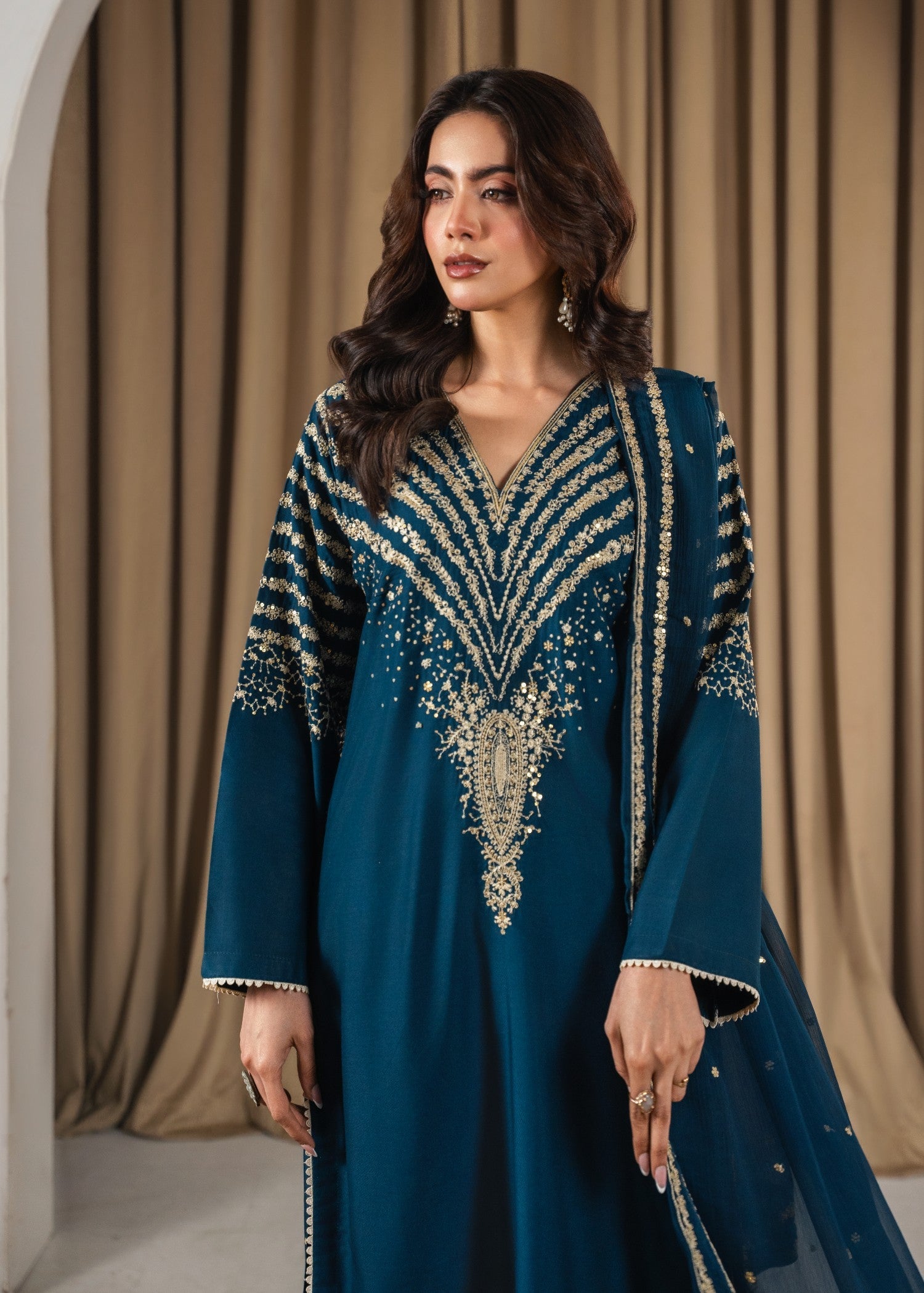 Tehzeeb Libas PEACOCK Z EMBROIDERED 3PC