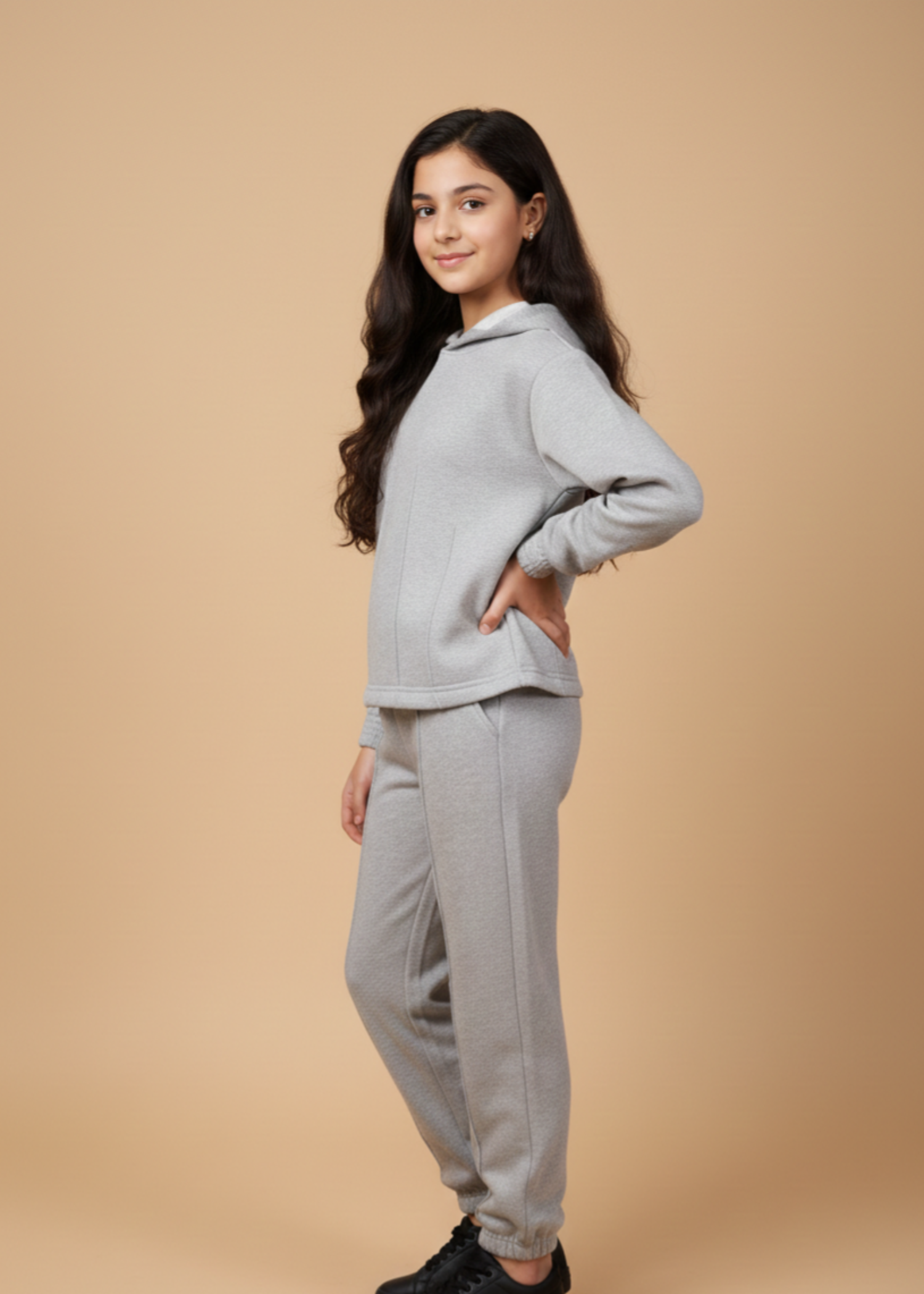 LIGHT-GREY-FLEECE-HOODIE-SUIT-FOR-KIDS-COZY-WINTER-2 - Piece Set