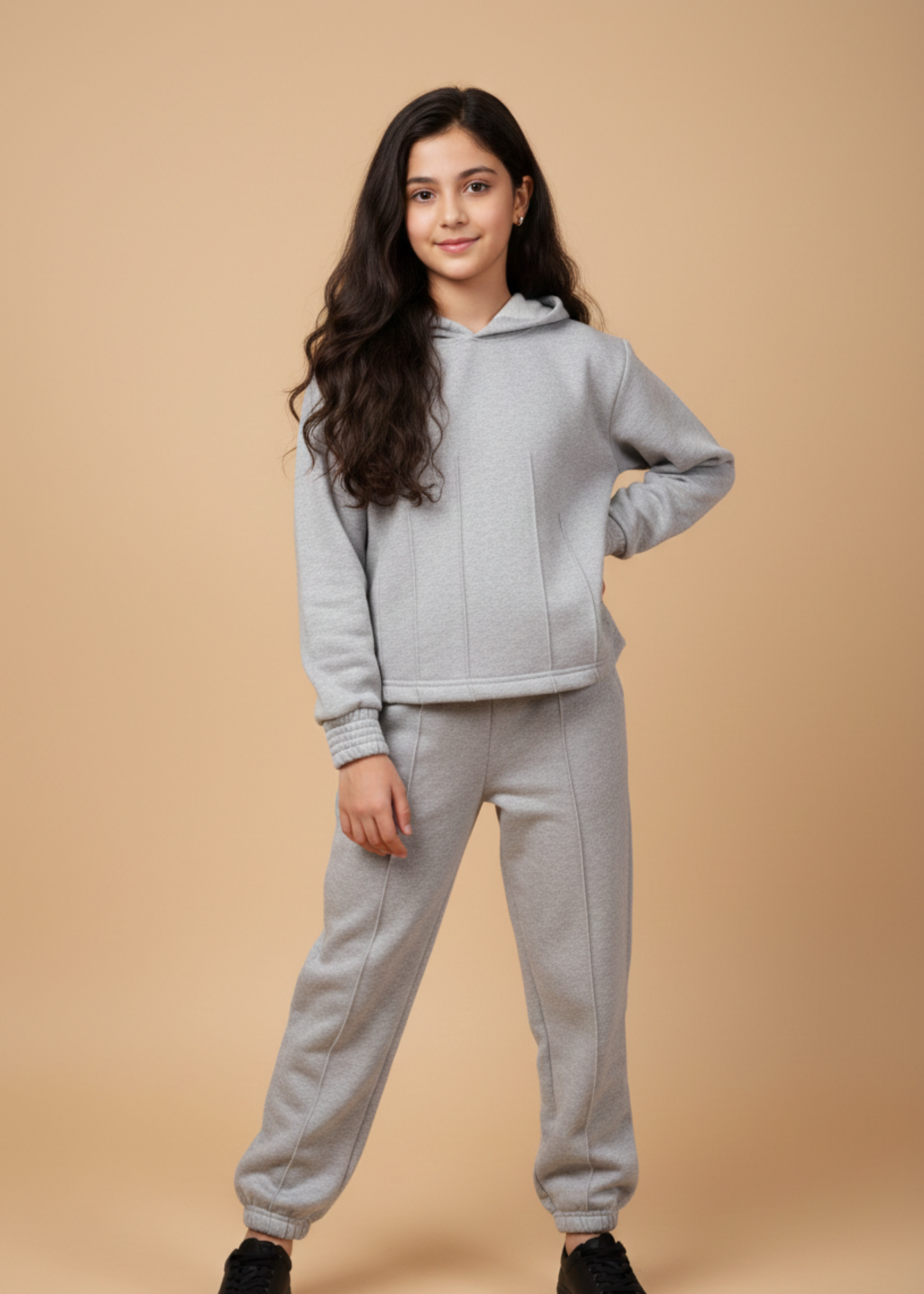 LIGHT-GREY-FLEECE-HOODIE-SUIT-FOR-KIDS-COZY-WINTER-2 - Piece Set