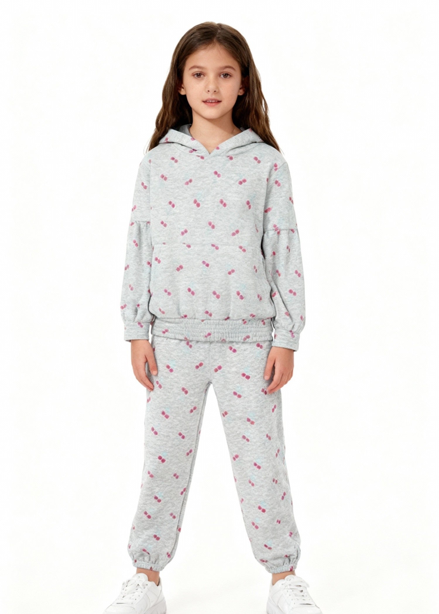 KIDS-CHERRY-PRINT-TRACKSUIT-JOGGER-SET-100 Cotton Fleece
