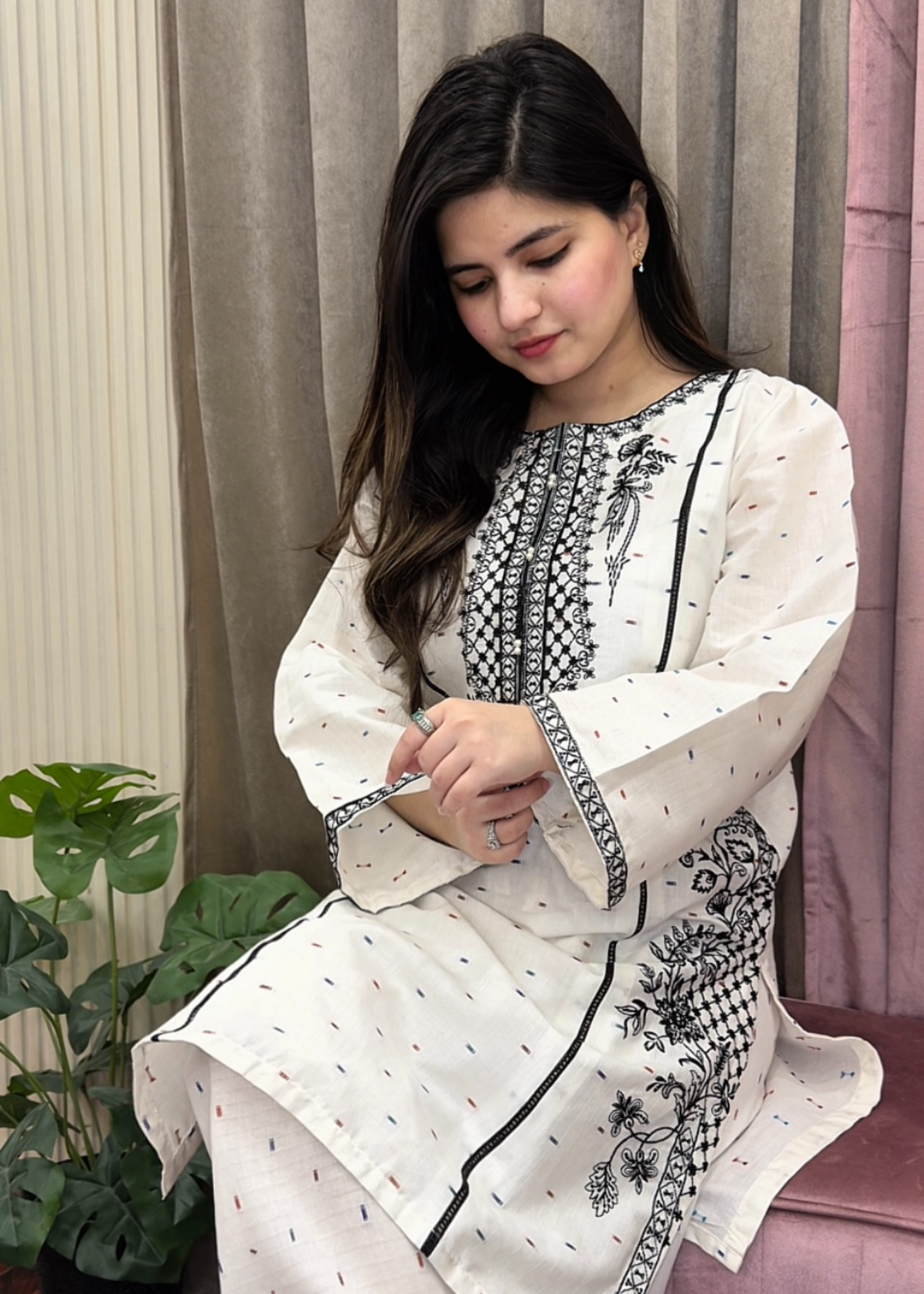 Tehzeeb Libas DOVE EMBROIDERED 2PC