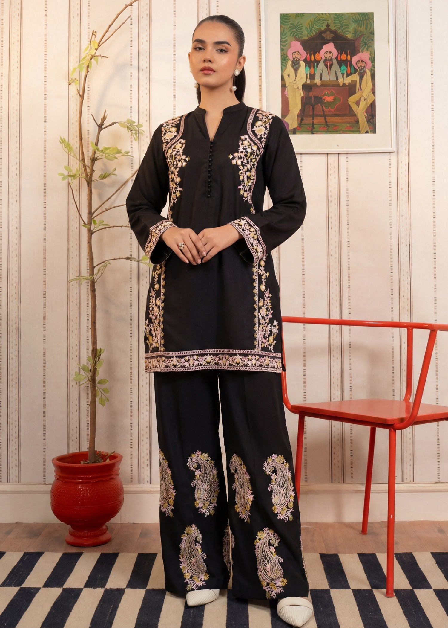 Lawn Kurta Set in Black