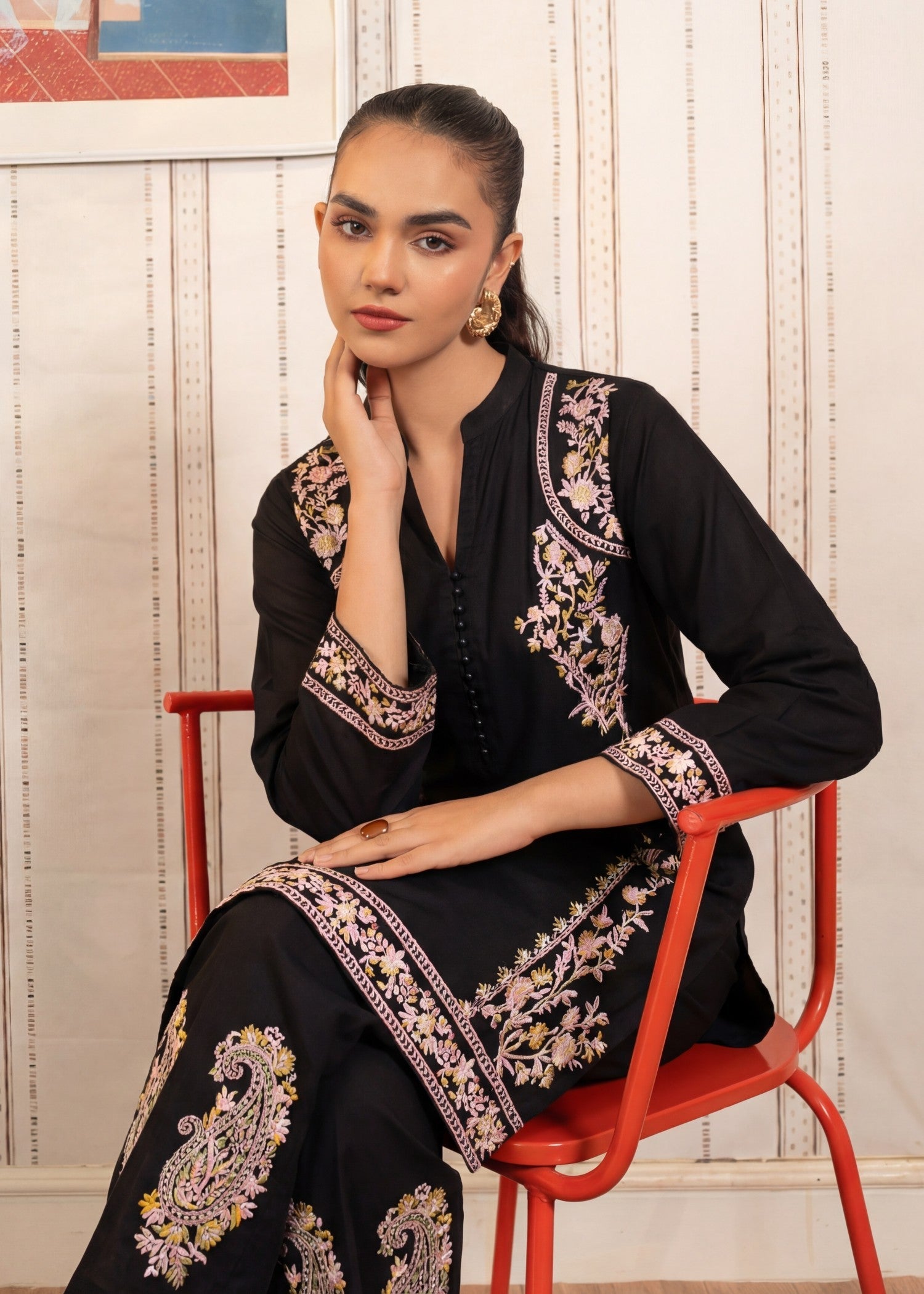 Lawn Kurta Set in Black