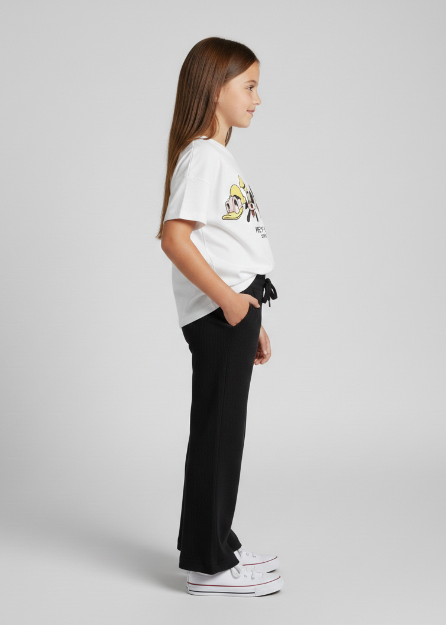GIRLS-HAPPY-CREW-CHARACTER-PRINT-CO-ORD-SET-100 - Cotton Boxy Tee Flare Trousers
