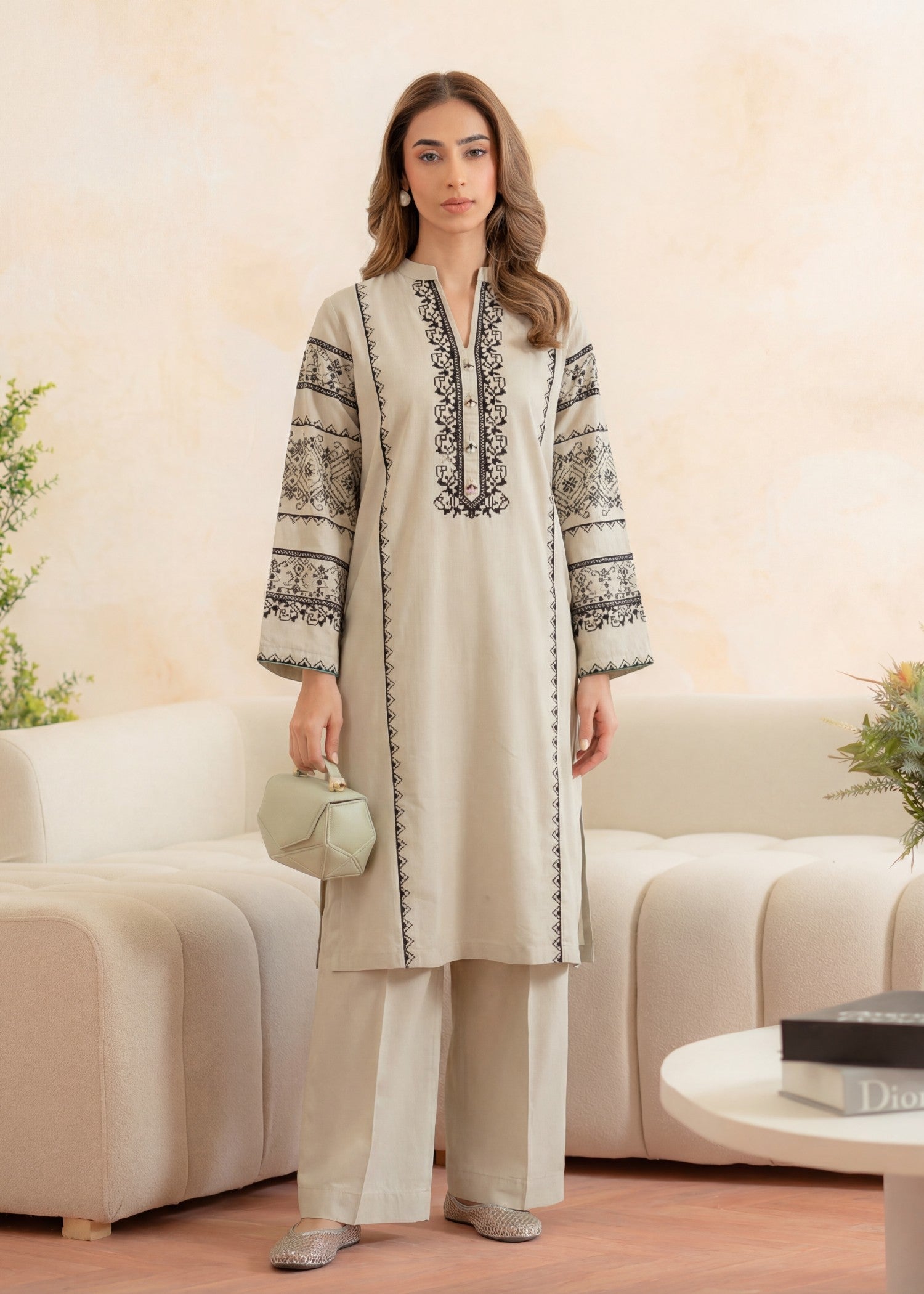 Lawn Kurta Set in Ivory
